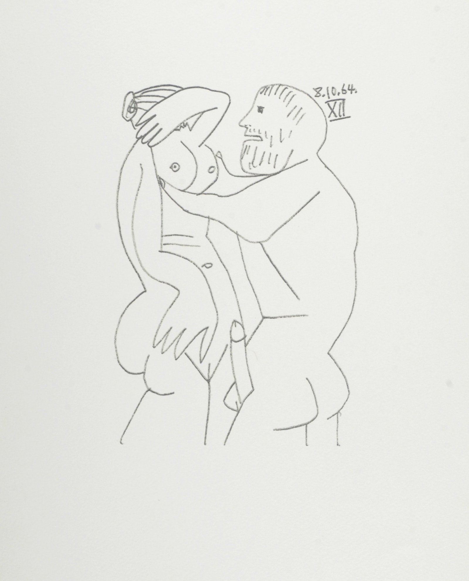 Pablo Picasso (After) Le Gout du Bonheur (XXVII), 1970: Pablo Picasso (After) Le Gout du Bonheur (XXVII), 1970 Lithograph on Velin d'Arches paper, after 1964 Pablo Picasso's drawing. Not signed Dated on the plate top right. Dimensions: + Size of the sheet: