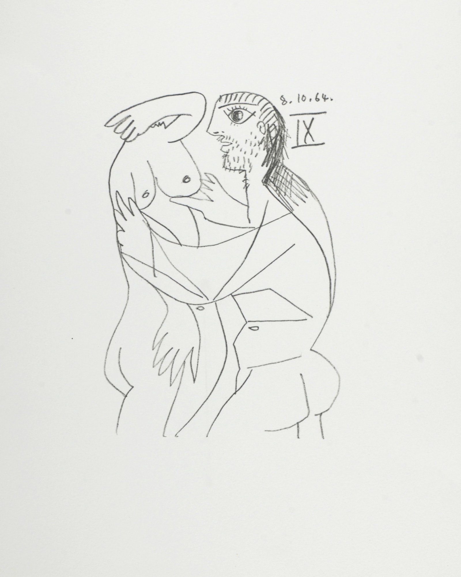 Pablo Picasso (After) Le Gout du Bonheur (XXV), 1970: Pablo Picasso (After) Le Gout du Bonheur (XXV), 1970 Lithograph on Velin d'Arches paper, after 1964 Pablo Picasso's drawing. Not signed Dated on the plate top right. Dimensions: + Size of the sheet: 3