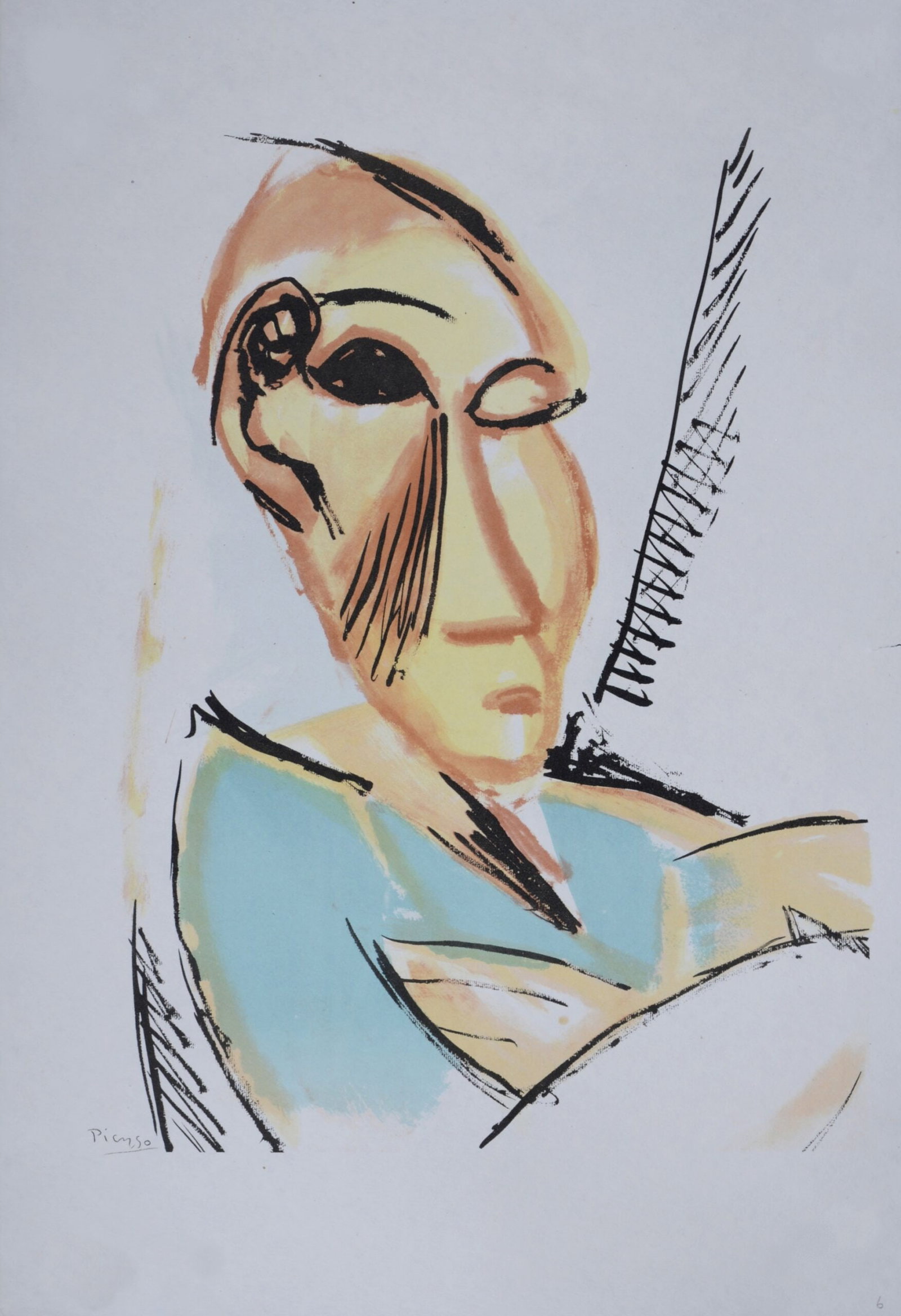 Pablo Picasso (After) - Study For Demoiselle's d'Avignon, 1946: Pablo Picasso (After) Study For Demoiselle's d'Avignon, 1946 Color lithograph on vellum paper. Plate-signed lower left. Dimensions: +Size of the sheet: 48,5 x 33 cm / 19.1 × 13 in Published by Panthe