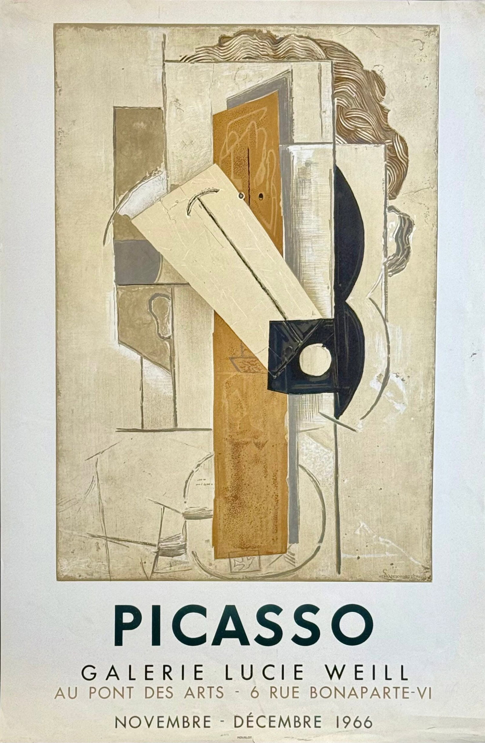 Pablo Picasso - Galerie Lucie Weill, 1966: Pablo Picasso (After) Galerie Lucie Weill, 1966 Lithograph poster, it was lithographed by Henri Deschamps and printed at Mourlot Freres. Dimensions: + Size of the sheet : 73 × 49 cm / 28.74 × 19.29 