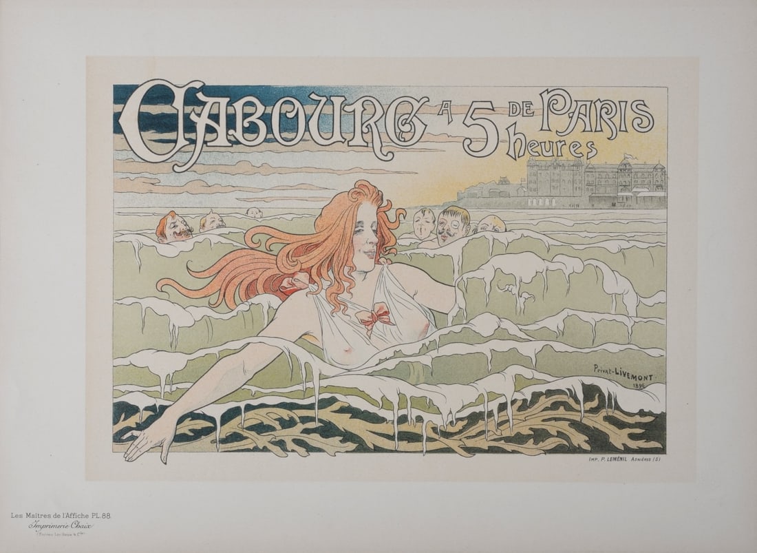 Henri Privat-Livemont : Les Maitres de l'Affiche - Casino de Cabourg, 1897: Henri Privat-Livemont (1861-1936) Casino de Cabourg, 1897 Les Maitres de L’Affiche : PL. 88 Lithograph on wove paper. Signed on the plate lower right margin. Dimensions : + Size of the sheet : 28,7 