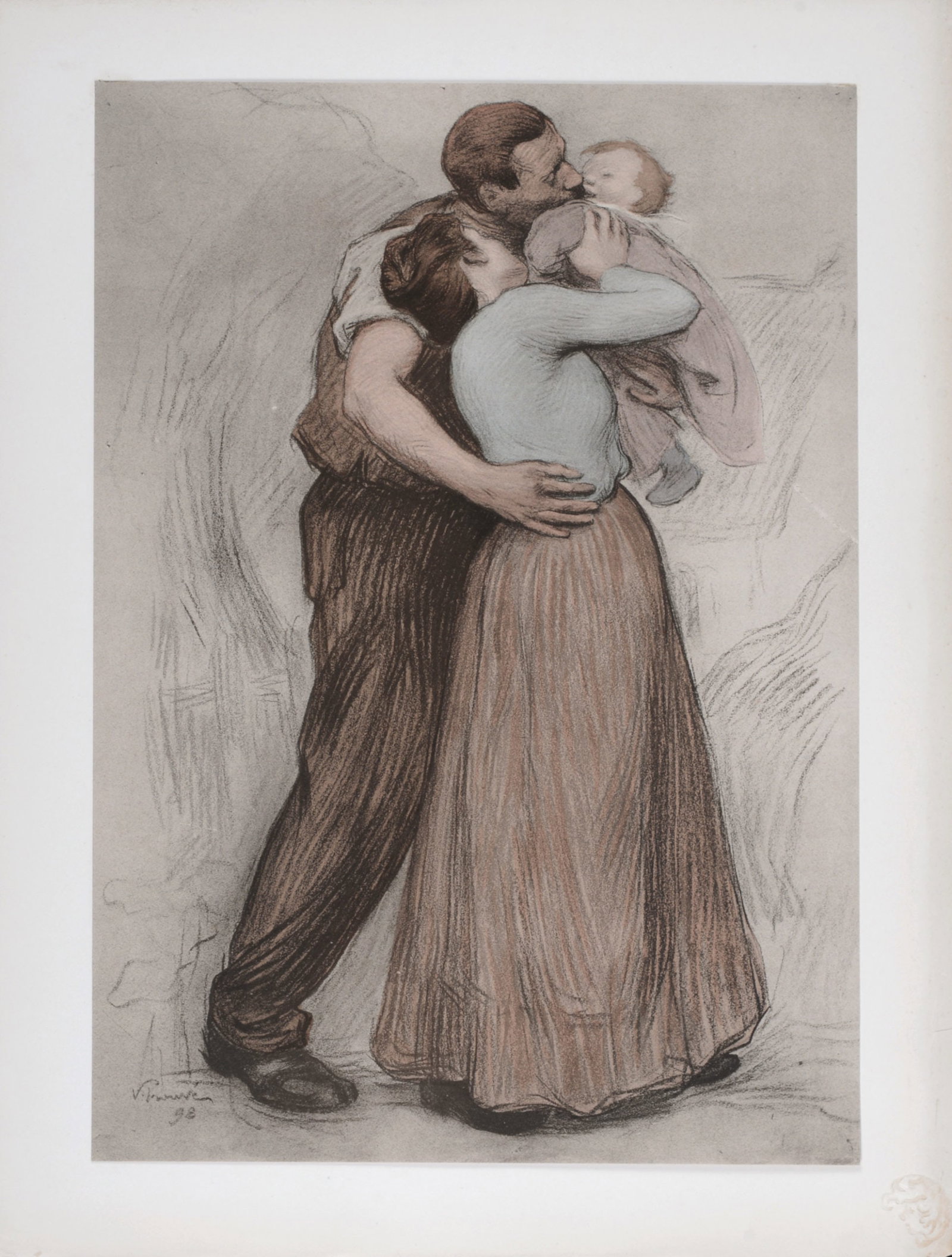 Victor Prouve - Le Baiser, 1898: Victor Prouve (1858-1943) Le Baiser, 1898 Lithograph on wove paper. Signed on the plate lower left. L'Estampe Moderne's blind stamp on the bottom right corner. Dimensions: +Size of the sheet : 40,5 x 