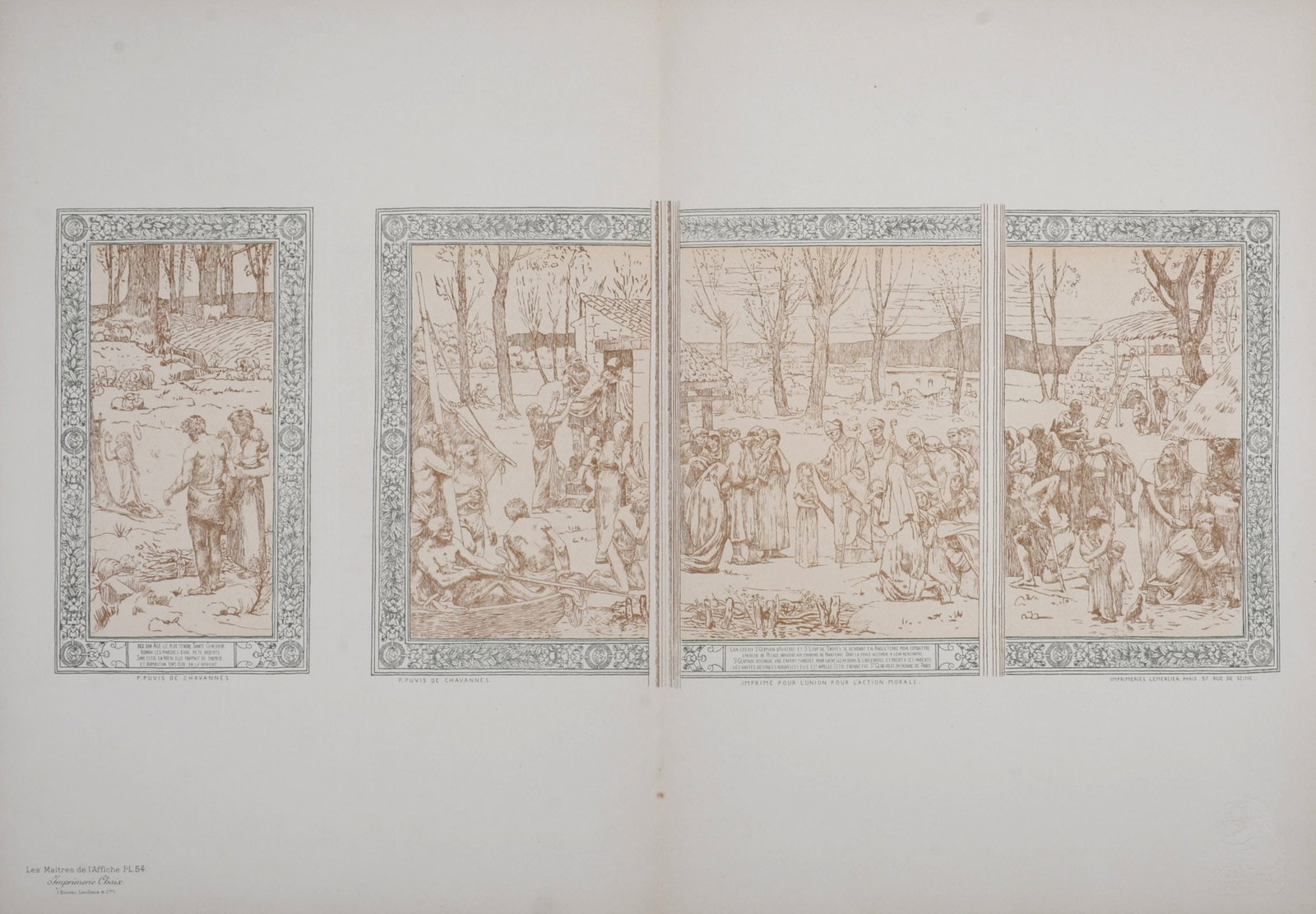Puvis de Chavannes - Les Maitres de l'Affiche : L'Enfance de Sainte Genevieve, 1897 (1 of 6)
