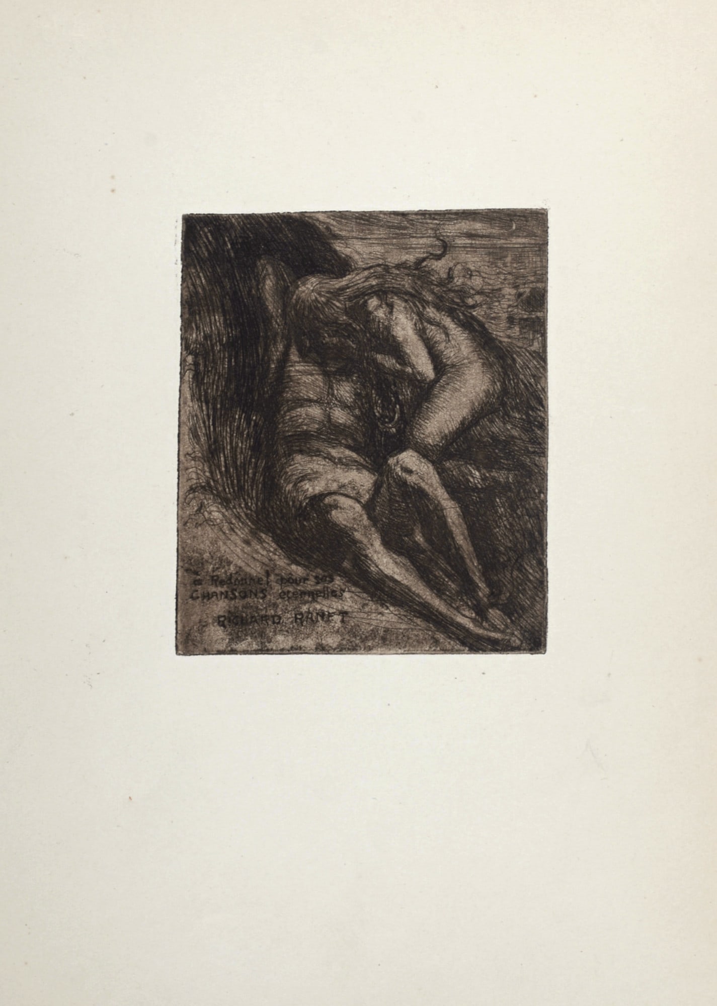 Richard Ranft - A Redonnel pour ses chansons eternelles, 1898: Richard Ranft (1862-1931) A Redonnel pour ses chansons eternelles, 1898 Etching (Eau-forte) on paper. Signed and titled on the plate lower left margin. Dimensions: +Size of the sheet: 27,5 x 20,5 cm /