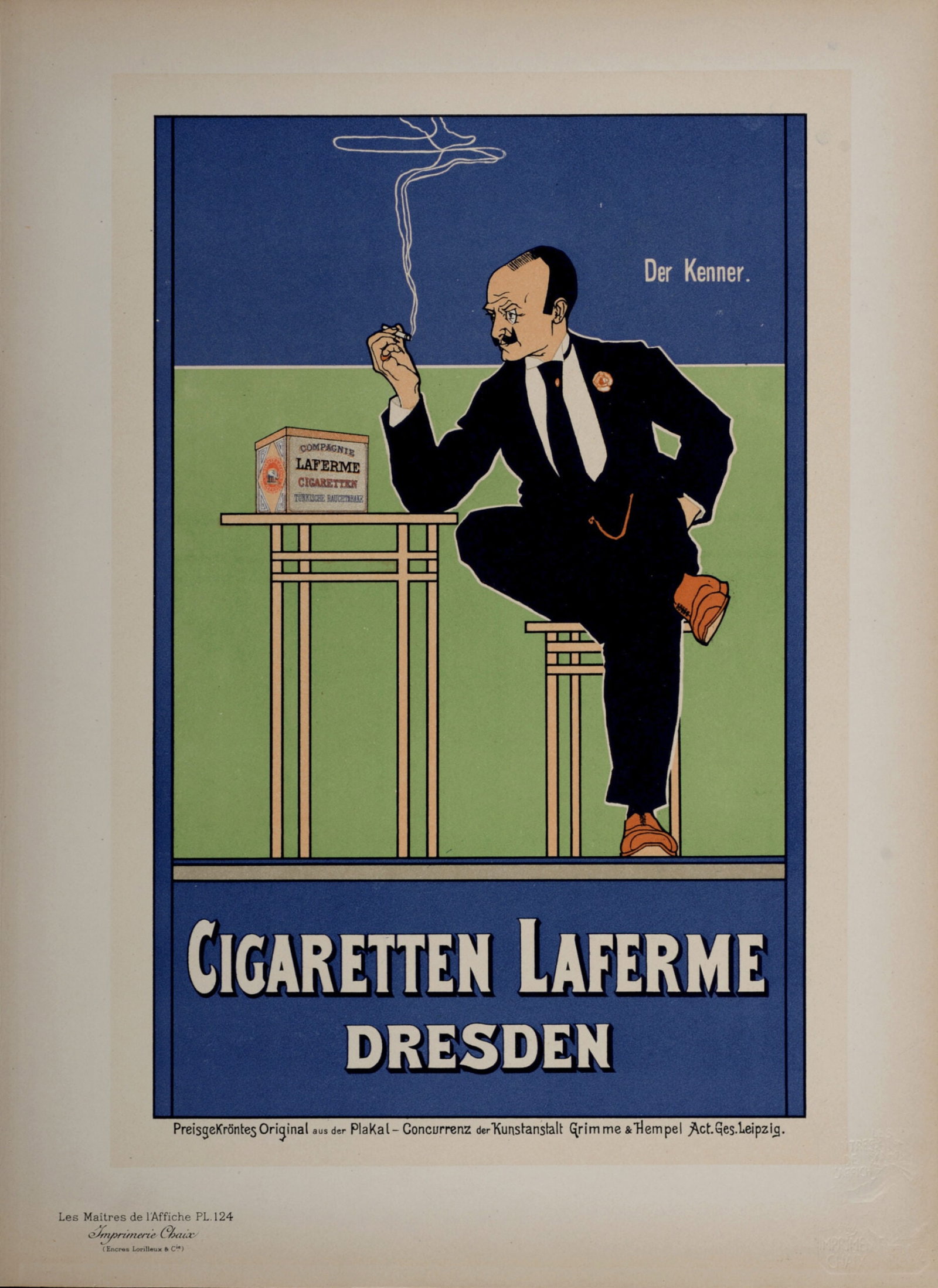 Fritz Rehm : Les Maitres de L’Affiche - Cigaretten Laferme, 1898: Fritz Rehm (1871-1928) Cigaretten Laferme, 1898 Les Maitres de L’Affiche : PL. 124 Lithograph on wove paper. Signed on the plate lower right margin. Dimensions : + Size of the sheet : 39,4 x 28,7 cm