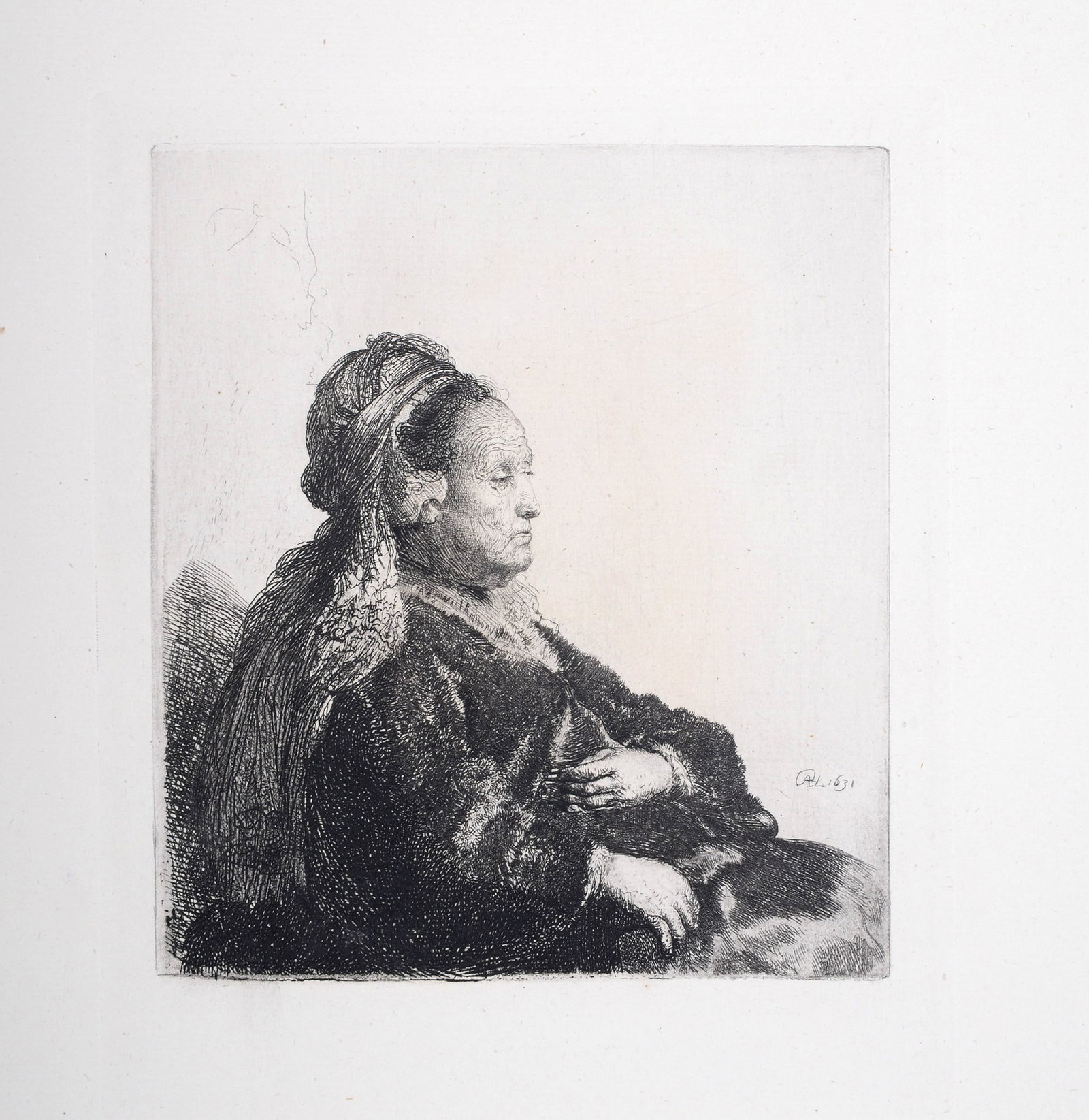 Rembrandt (After) : Femme coiffee a l'orientale, 1880 (1 of 6)
