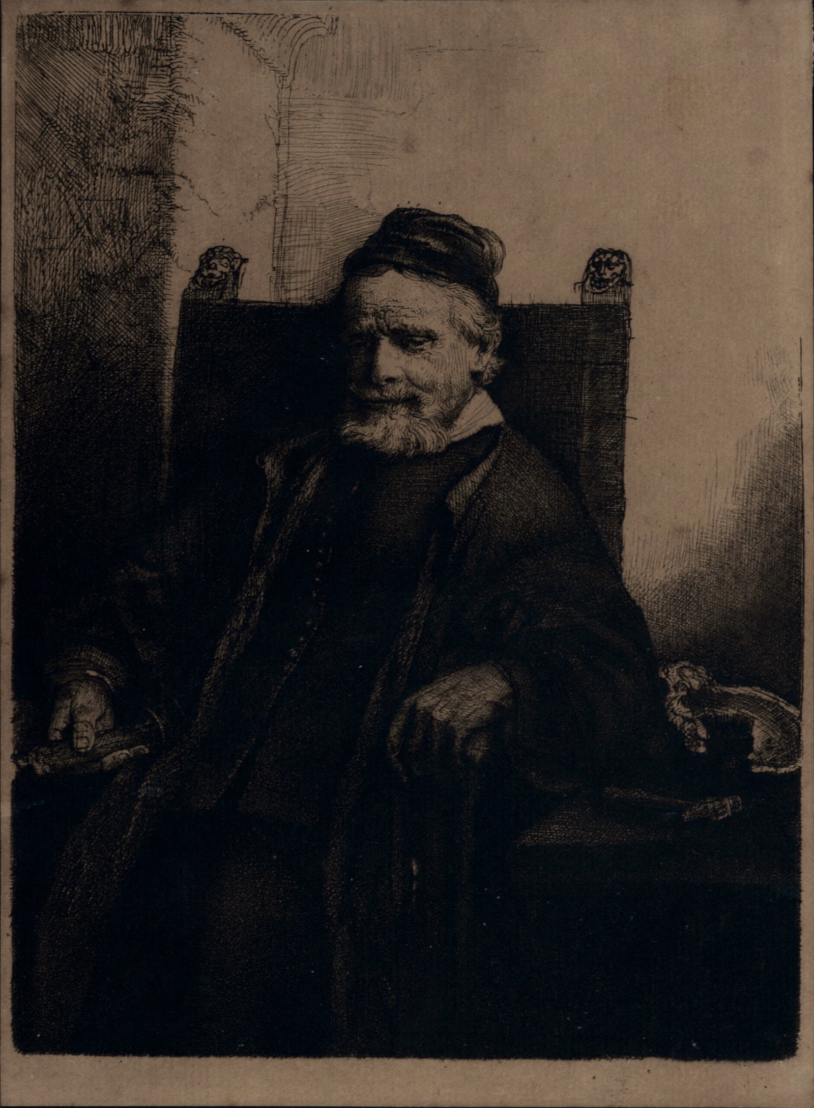 Rembrandt Van Rijn, said Rembrandt (After) : Portrait de Jean Lutma, c. 1870: Rembrandt Van Rijn, said Rembrandt (After) Portrait de Jean Lutma, c. 1870 Heliogravure on Verge paper, after 1656 Rembrandt's etching (referenced in Bartsch #276 ; Claussin #273 ; Wilson #278 ; Ch. B