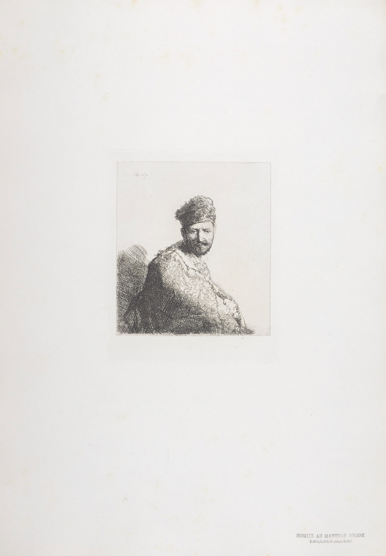 Rembrandt Van Rijn, said Rembrandt (After) : Homme au manteau brode, 1880 (1 of 1)