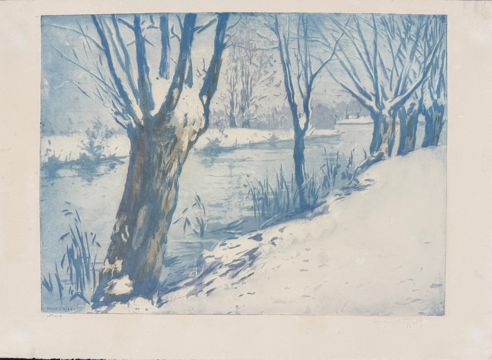 Manuel Robbe : La Neige,1901 (Hand Signed) (1 of 4)