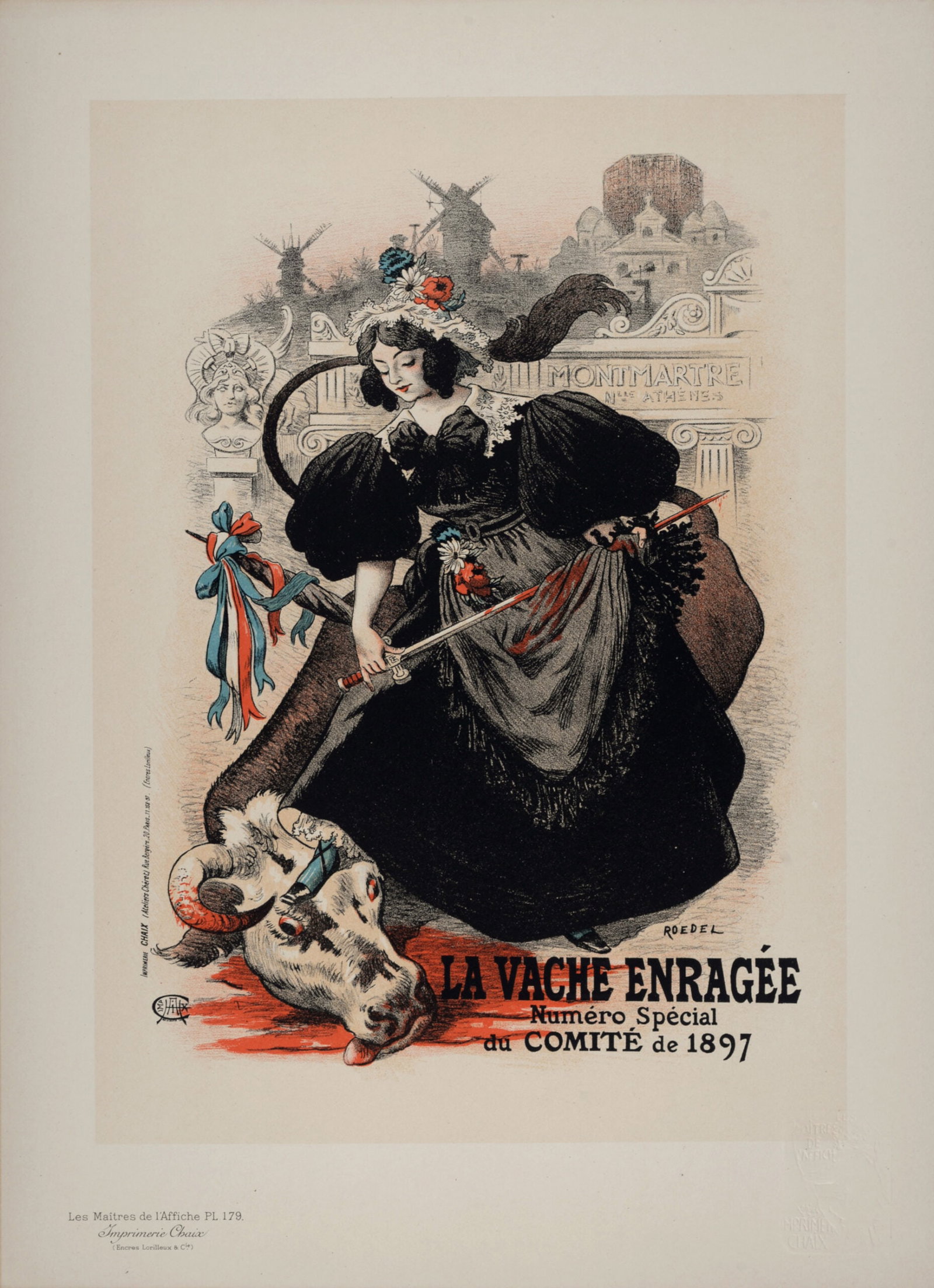 Auguste Roedel : Les Maitres de L’Affiche - La Vache Enragee, 1899: Auguste Roedel (1859-1900) La Vache Enragee, 1899 Les Maitres de L’Affiche : PL. 179 Lithograph on wove paper. Signed on the plate lower right margin. Dimensions : + Size of the sheet : 39,4 x 28,7 