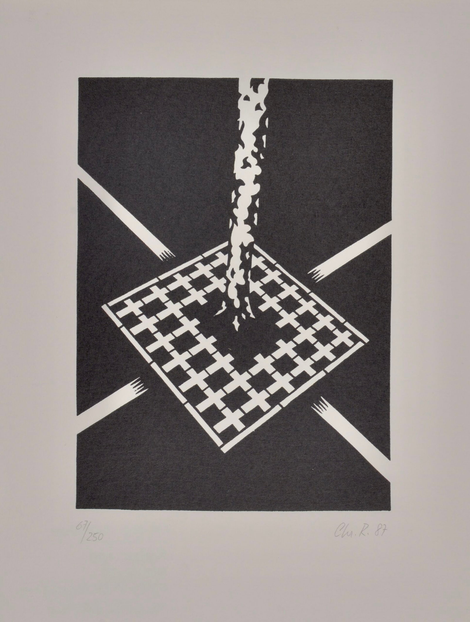 Christian Rothacher : Platane, 1987: Christian Rothacher (1944-2007) Platane, 1987 Linocut on paper Hand-Signed and dated in pencil lower right and numbered 67/250 lower left. Dimensions: + Image Size : 20,5 x 15 cm / 14,0 × 10,8 in + S