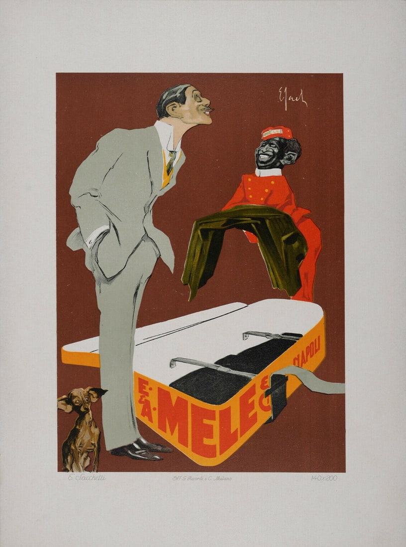 Enrico Sacchetti : Mele & Cie, 1914 (Ricordi Portfolio): Enrico Sacchetti (1877-1969) Mele & Cie, 1914 Lithograph on thick paper. Extremely scarce lithograph from the iconic portfolio Ricordi! Dimensions: +Size of the sheet: 36 x 26 cm / 14,1 x 10,2 in. Pri
