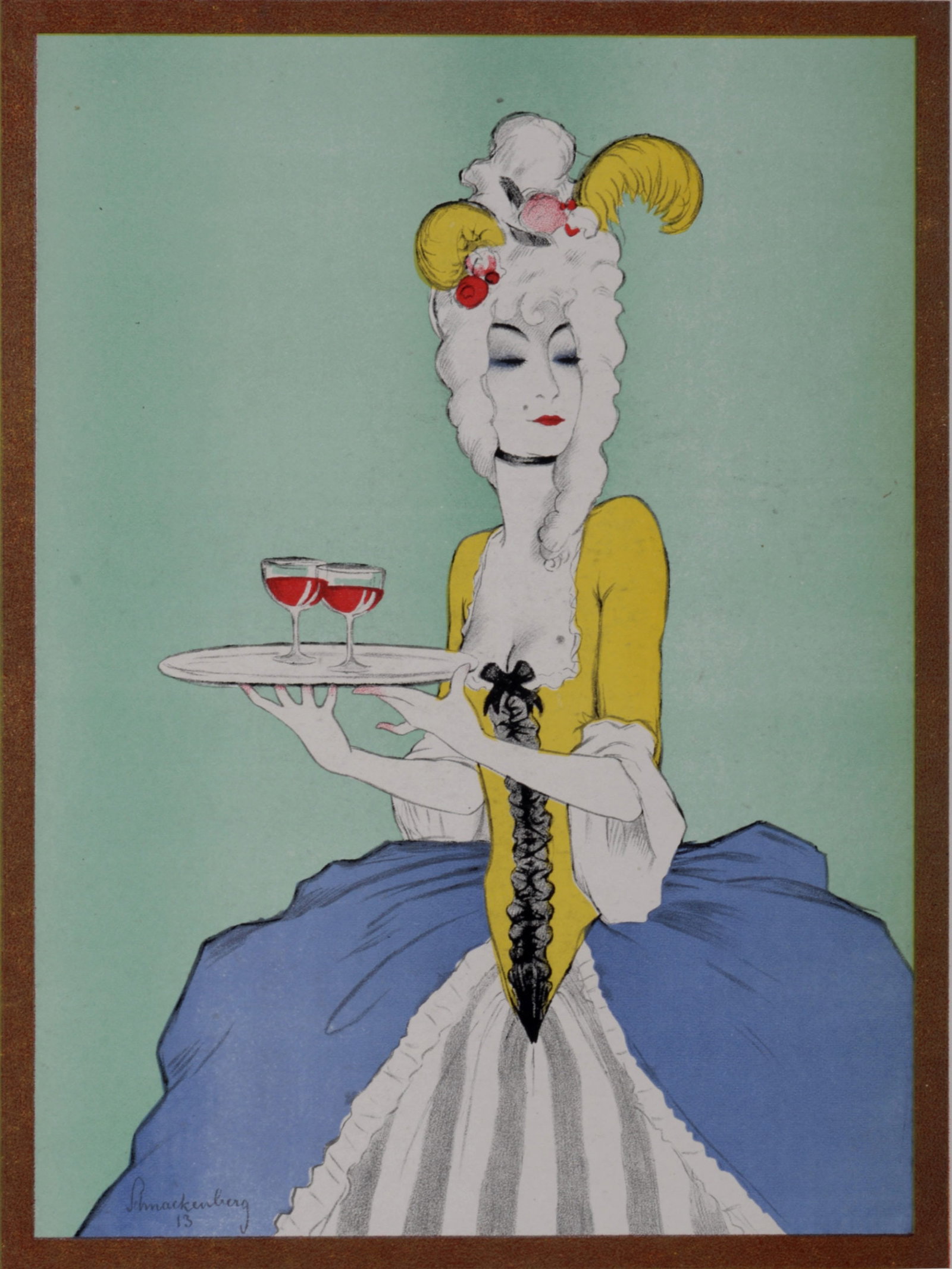 Walter Schnackenberg - Preysing-Palais & Orientalisches Fest, 1922: Walter Schnackenberg (1880-1961) Preysing-Palais & Orientalisches Fest, 1922 Lithograph on wove paper, enhanced with golden ink. Printed on both sides of the sheet. Signed on the plate lower left marg