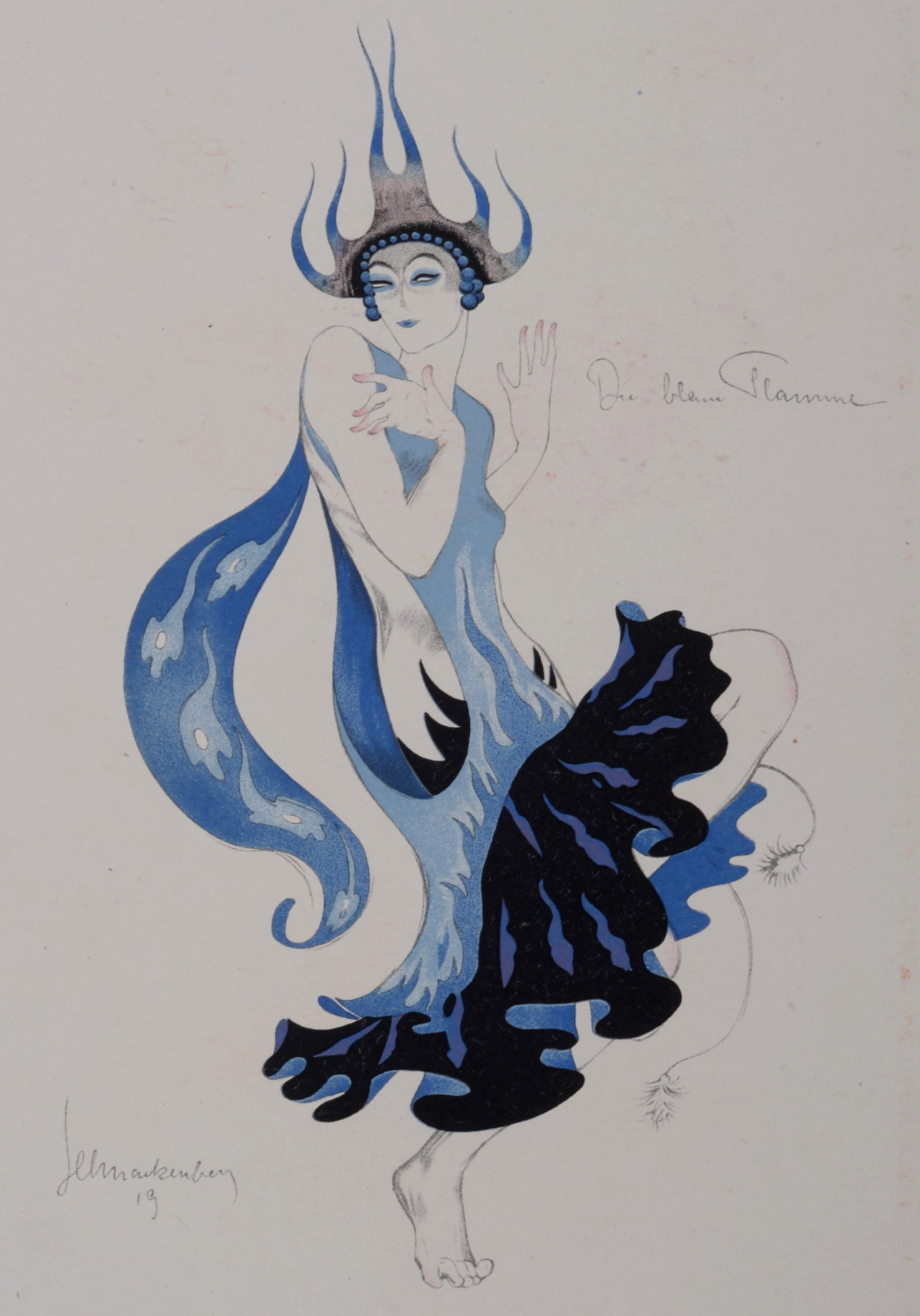 Walter Schnackenberg - Maria Hagen & Die blaue Flamme, 1922: Walter Schnackenberg (1880-1961) Maria Hagen & Die blaue Flamme, 1922 Lithograph on wove paper. Very scarce! Printed on both sides of the sheet. Signed on the plate lower margin on the recto and on th