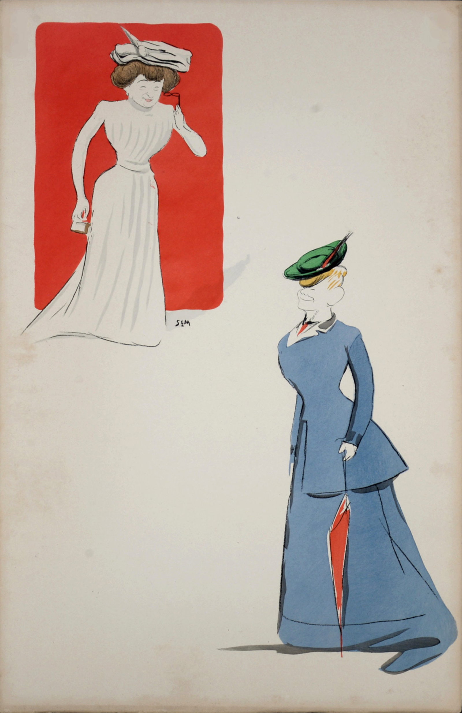 Georges Goursat, alias SEM - Gaby Darcel et Marthe Helly, 1901: Georges Goursat, alias SEM (1863-1934) Gaby Darcel et Marthe Helly, 1901 Lithograph on wove paper. Signed on the plate. Dimensions: +Size of the sheet: 54,5 x 35 cm / 21,4 x 13,7 in. Issued from the i