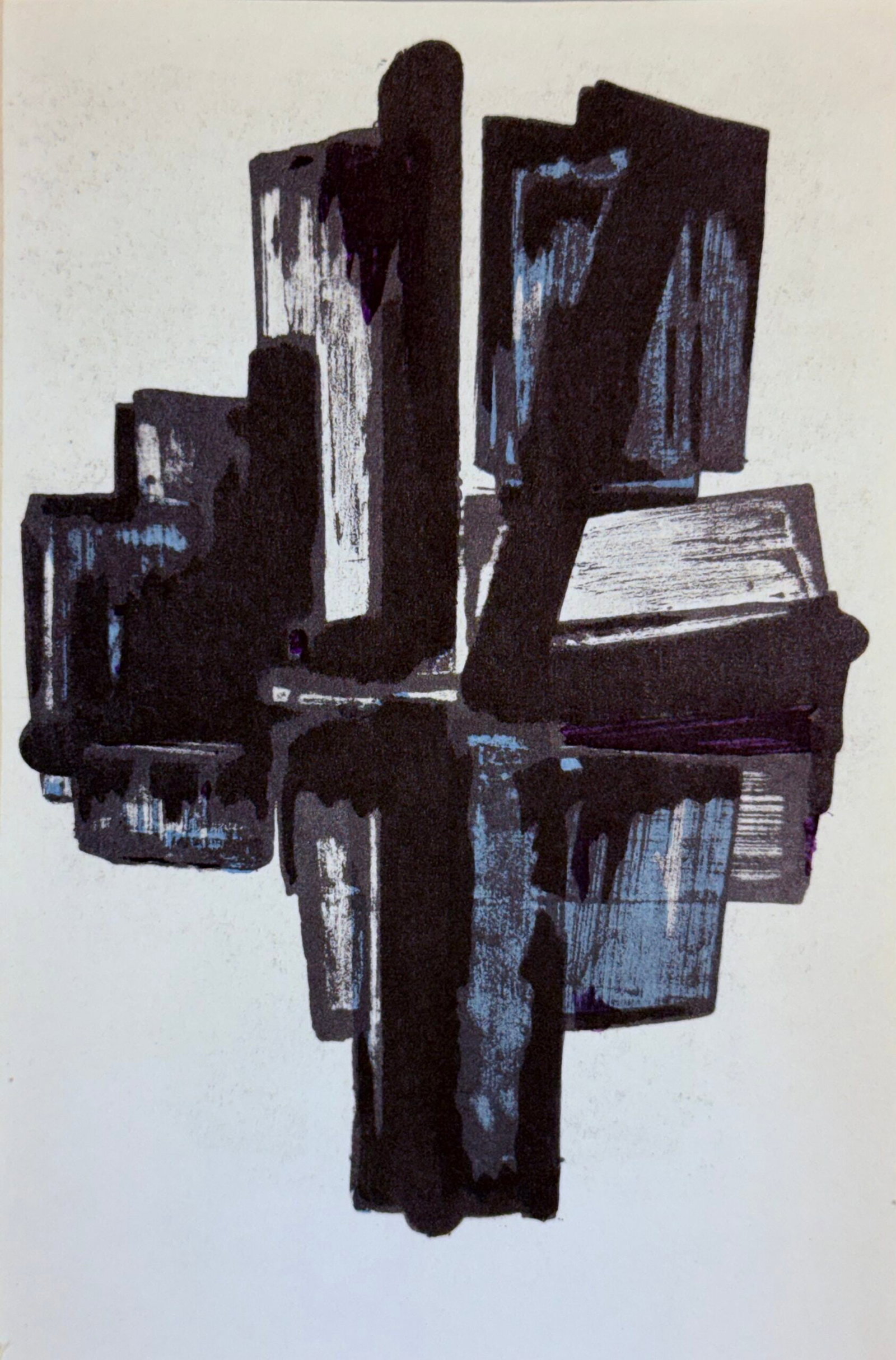 Pierre Soulages (After) - Gouaches et gravures (H), 1957 - Framed: Pierre Soulages (After) Gouaches et gravures (H), 1957 Jacomet process print (Pochoir) on wove paper, after Pierre Soulages' etching (eau-forte). Framed! Edition of 1500. Dimensions: + Size of the fra