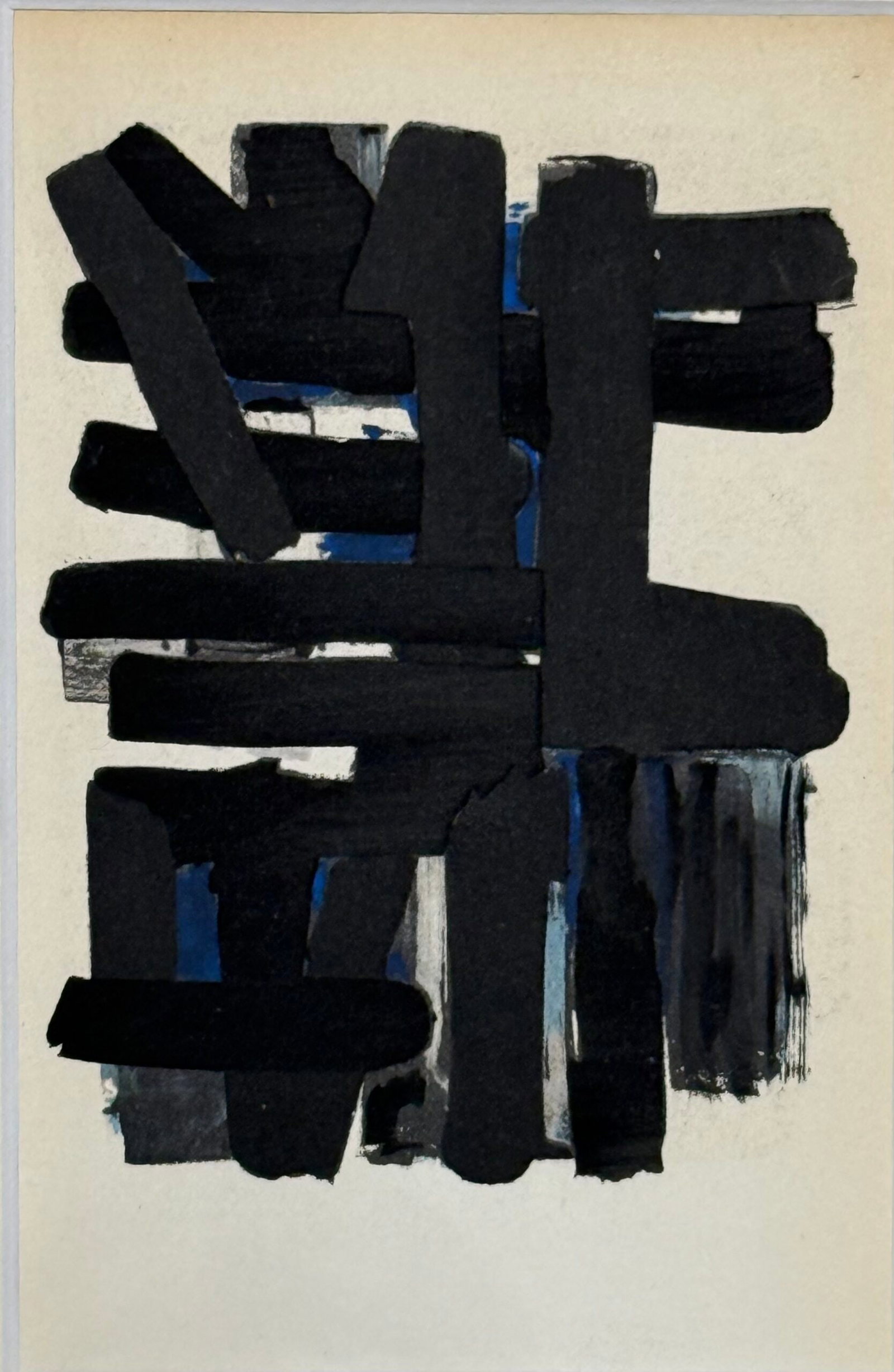 Pierre Soulages (After) - Gouaches et gravures, 1957 - Framed: Pierre Soulages (After) Gouaches et gravures (G), 1957 Jacomet process print (Pochoir) on wove paper, after Pierre Soulages' etching (eau-forte). Framed! Edition of 1500. Dimensions: + Size of the fra