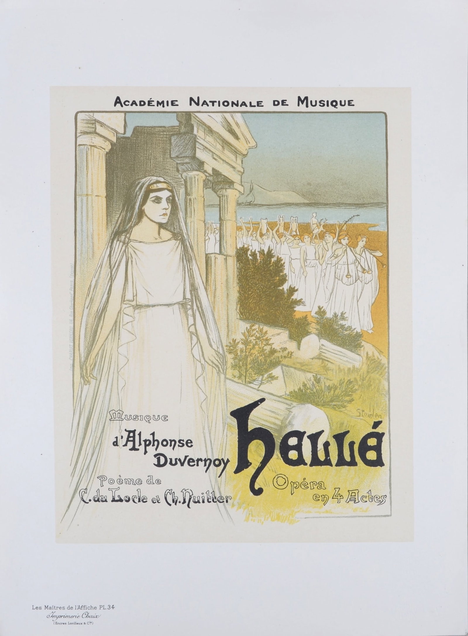 T. A. Steinlen : Les Maitres de l'Affiche - Helle, 1896: T. A. Steinlen (1859-1923) Helle, 1896 Lithograph on Japan paper. Signed on the plate lower right. Plate #34 Blind stamp "Les Maitres de l'Affiche, Imprimerie Chaix" on the bottom right corner. Dimens