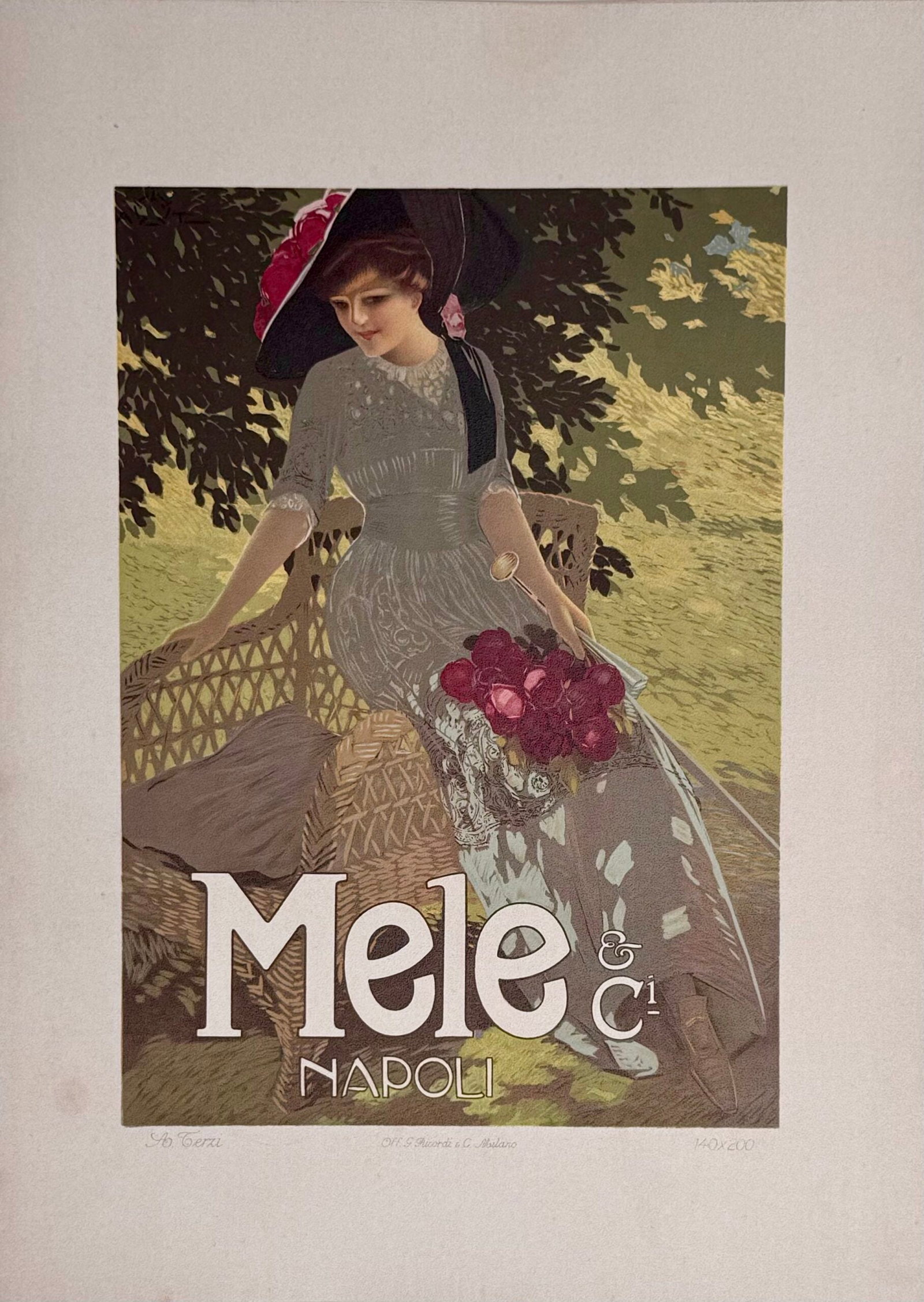 Aleardo Terzi - Mele Napoli, 1914 (Ricordi Portfolio): Aleardo Terzi (1870-1943) Mele Napoli, 1914 Lithograph on thick paper.Scarce lithograph from the iconic portfolio Ricordi! Dimensions: Size of the sheet: 36 x 26 cm / 14,1 x 10,2 in. Printed by Ricord