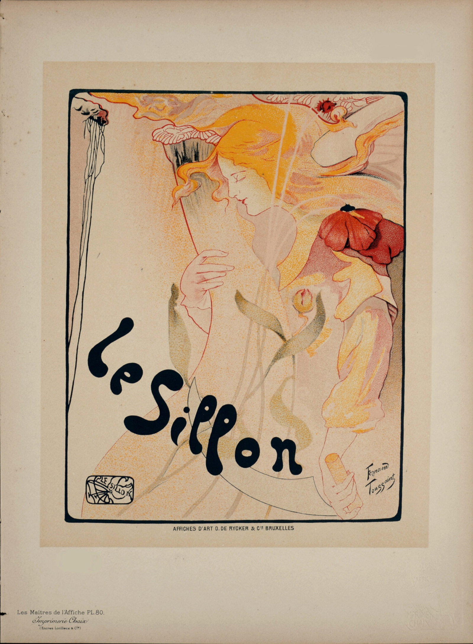 Fernand Toussaint : Le Sillon, 1897: Fernand Toussaint (1873-1955) Le Sillon, 1897 Lithograph on wove paper. Signed on the plate lower right margin. Dimensions: + Size of the sheet: 31,5 x 22,5 cm / 12.4 x 8.9 in This lithograph was incl