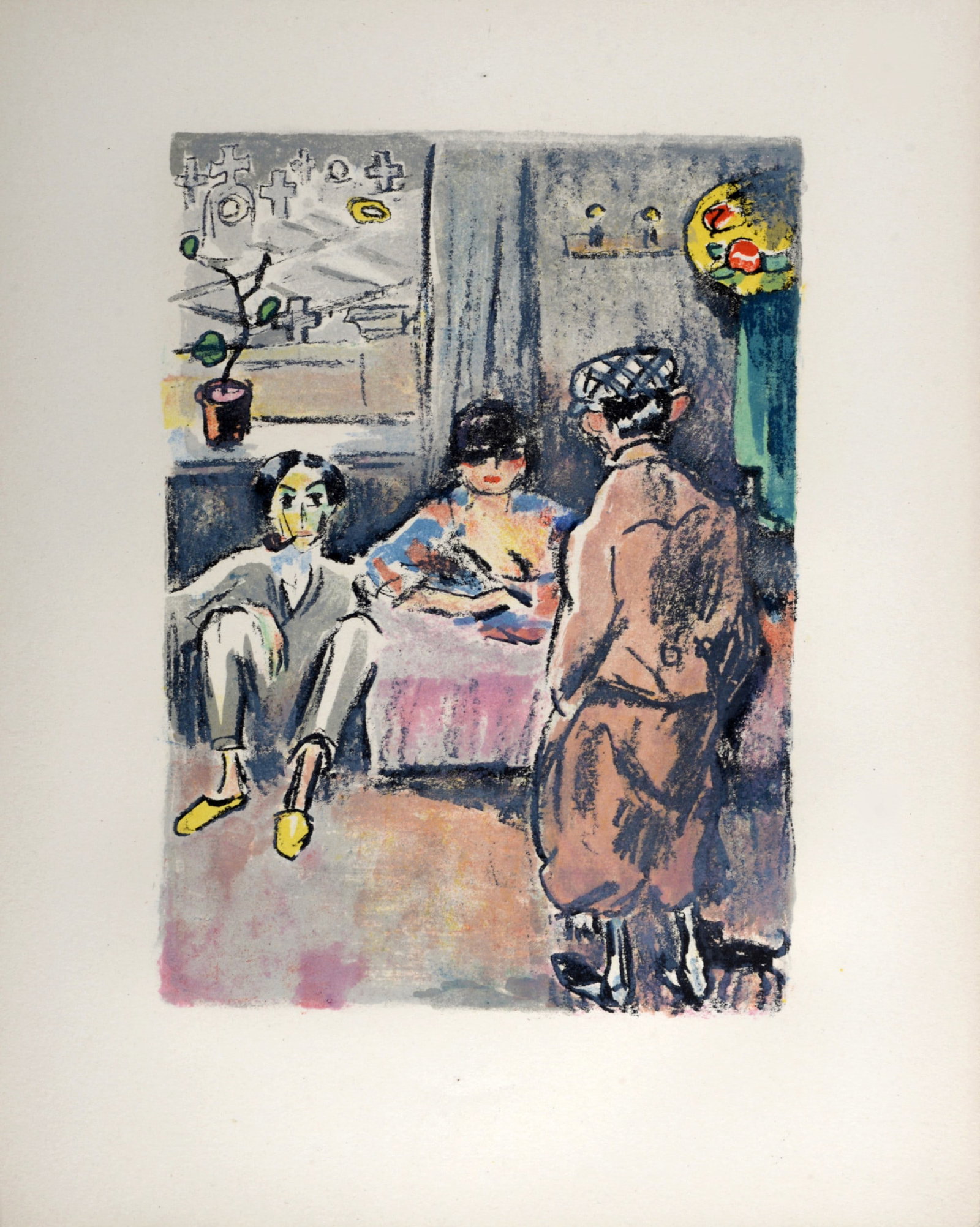 Kees Van Dongen - Andre Salmon et Mac Orlan, Rue Saint Vincent, 1949: Kees Van Dongen (1877-1968) Andre Salmon et Mac Orlan, Rue Saint Vincent, 1949 Original lithograph in colors on wove paper. "Tire a part" from the book by Roland Dorgeles "Au Beaux Temps de la Butte",