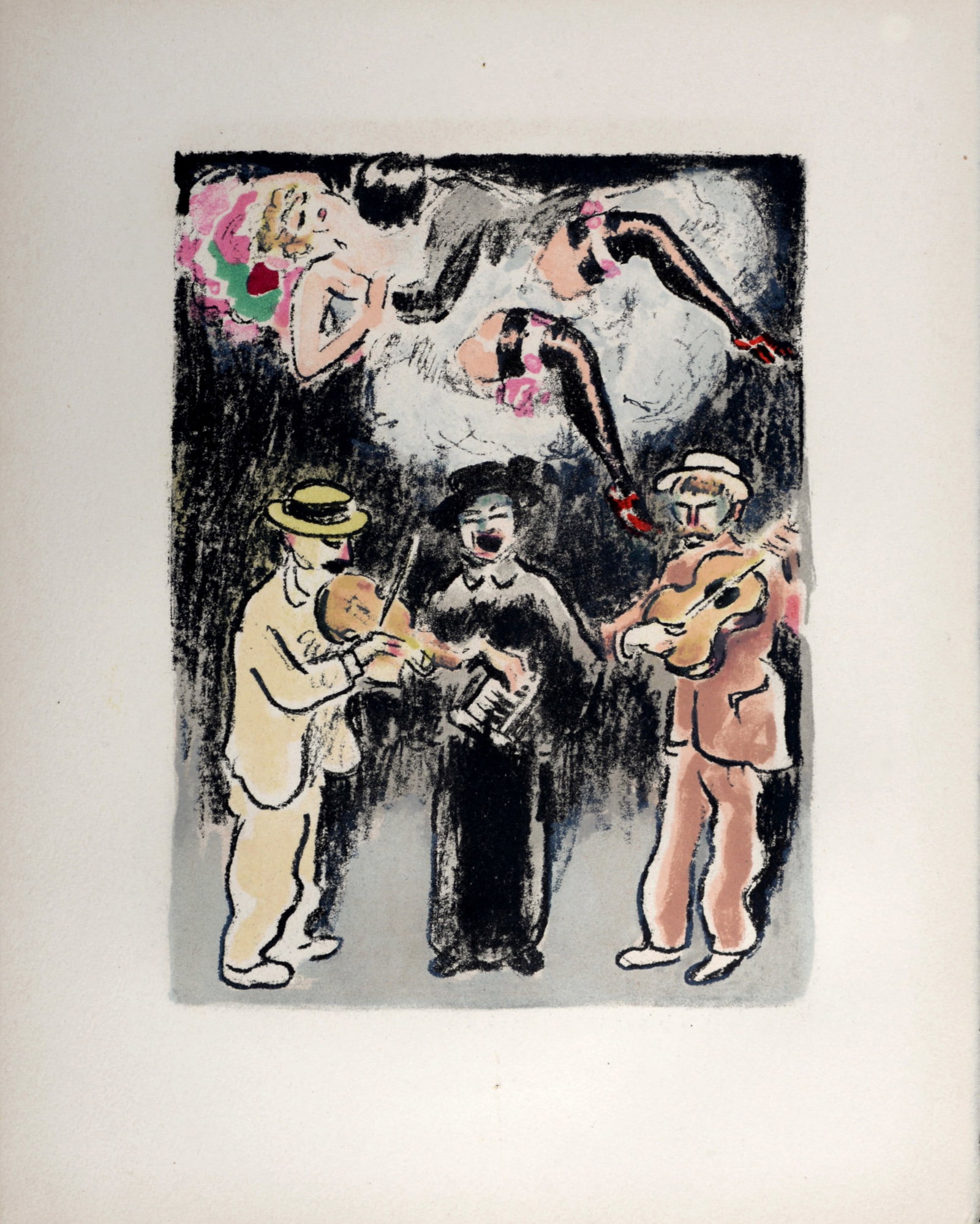 Kees Van Dongen - Chanteurs des rues, ou le reve a bon marche, 1949: Kees Van Dongen (1877-1968) Chanteurs des rues, ou le reve a bon marche, 1949 Original lithograph in colors on wove paper. "Tire a part" from the book by Roland Dorgeles "Au Beaux Temps de la Butte", 