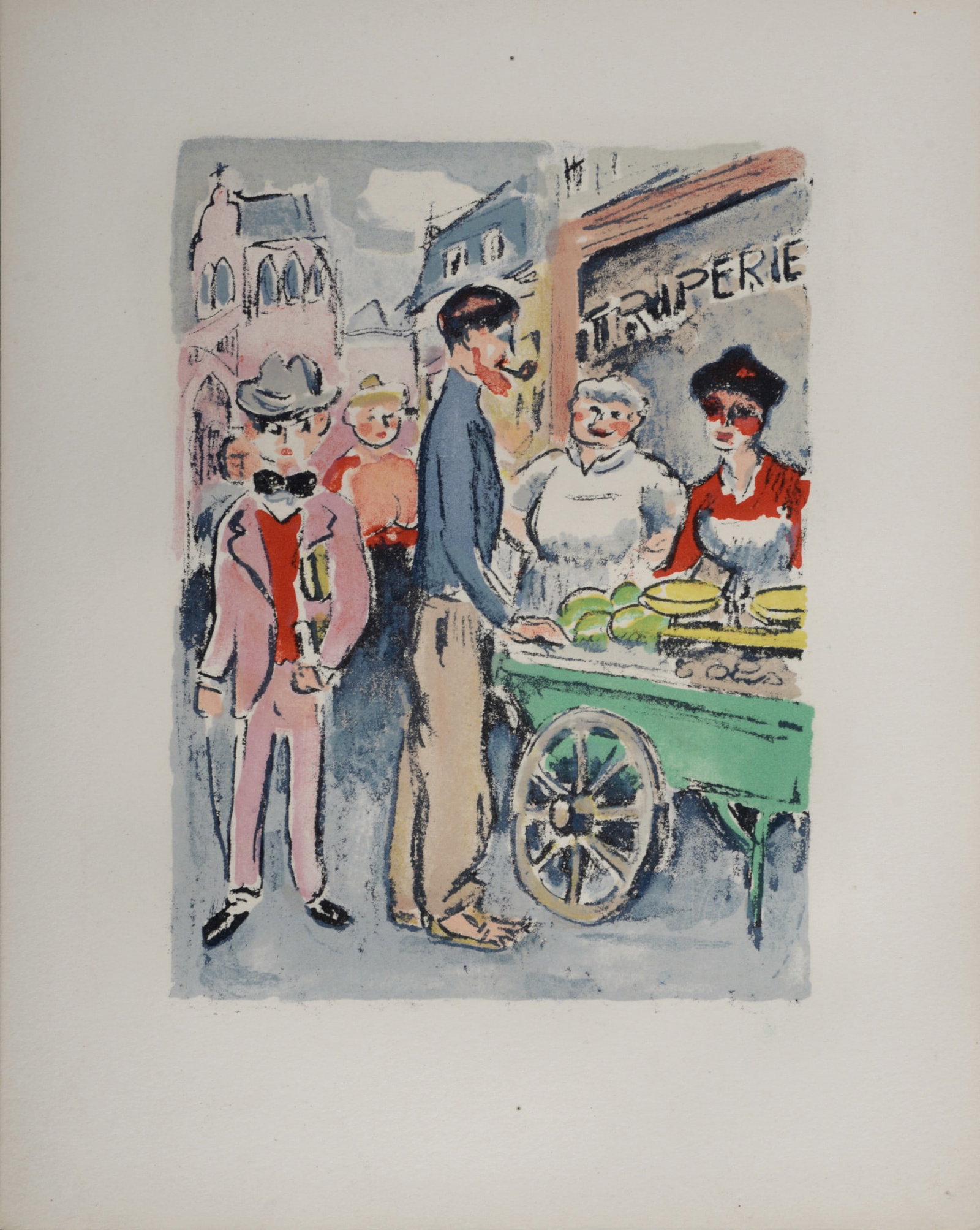Kees Van Dongen - Van Dongen et Roland Dorgeles, Le Marche de la rue des Abbesses, 1949 (1 of 5)