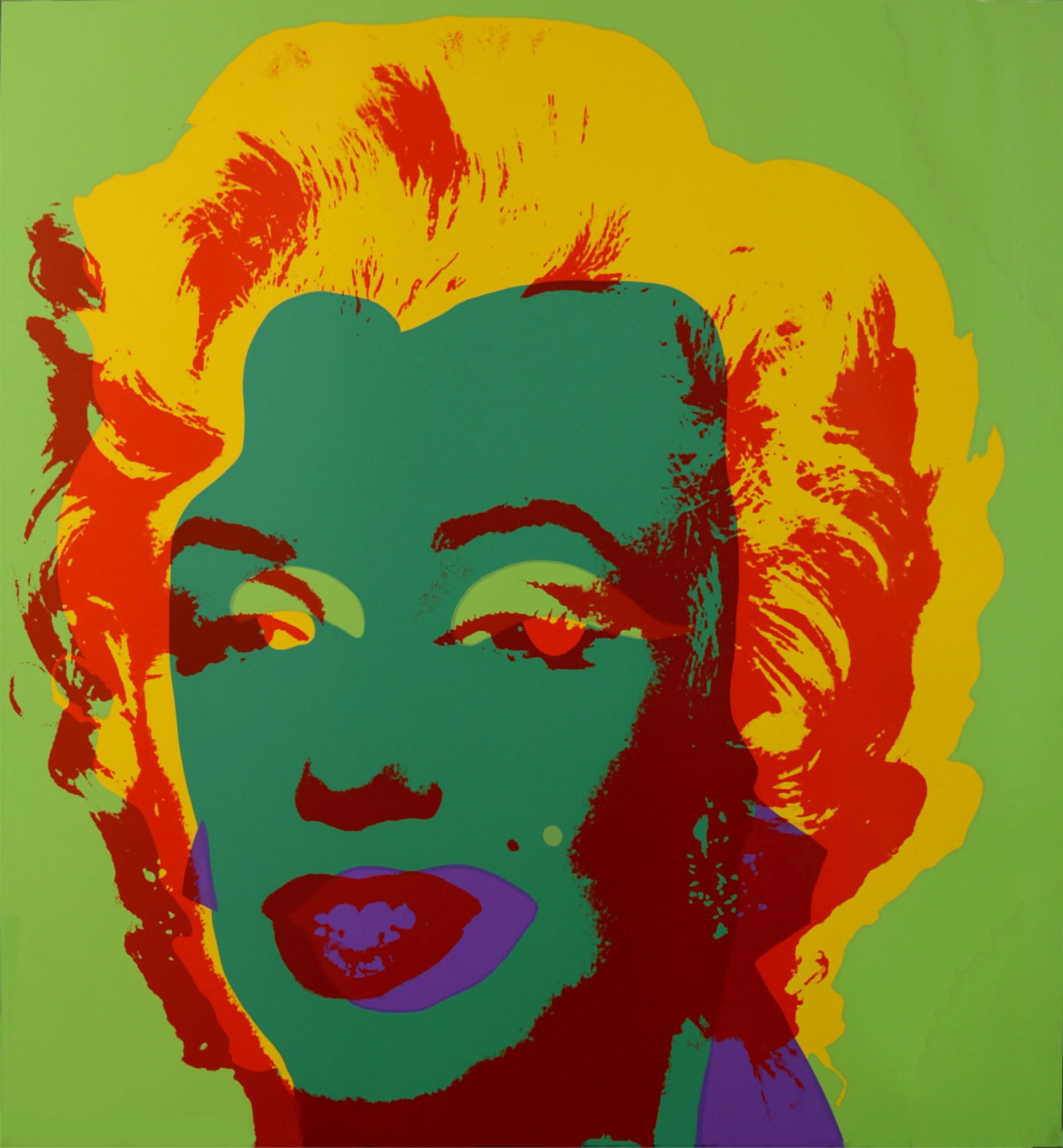 Andy Warhol (After) - Marylin (#G), c. 1980 - Very large!: Andy Warhol (After) Marylin, c. 1980 Very large silkscreen on thick paper, after 1962 Andy Warhol's serigraph. Sunday B. Morning's stamp printed on the back. Dimensions: + Size of the sheet: 91,5 x 90