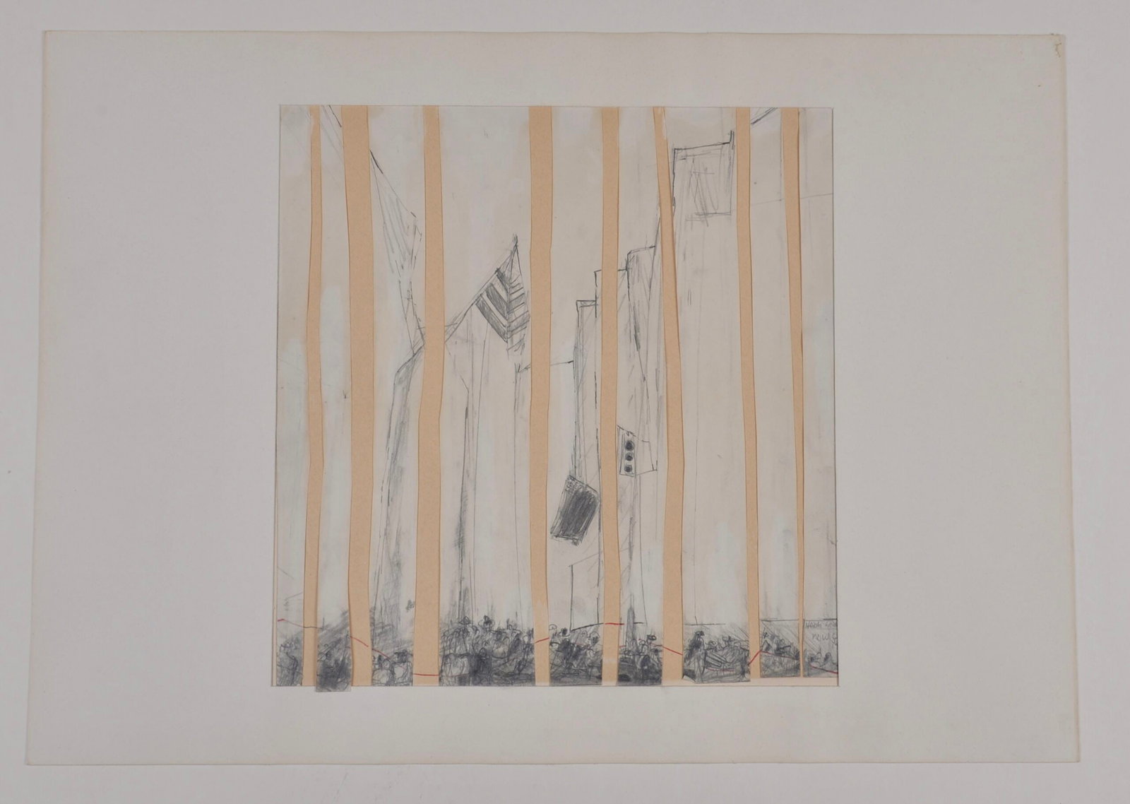 Heidi Widmer : New York, 1969 (Mixed Media): Heidi Widmer (1941) New York, 1969 Mixed Media : Collage with graphite and felt-tip pen on Paper Hand signed and titled "New York" Dimensions: + Sheet size: 31.4 × 34.5 cm - 12.36 × 13.58 in Worldwi