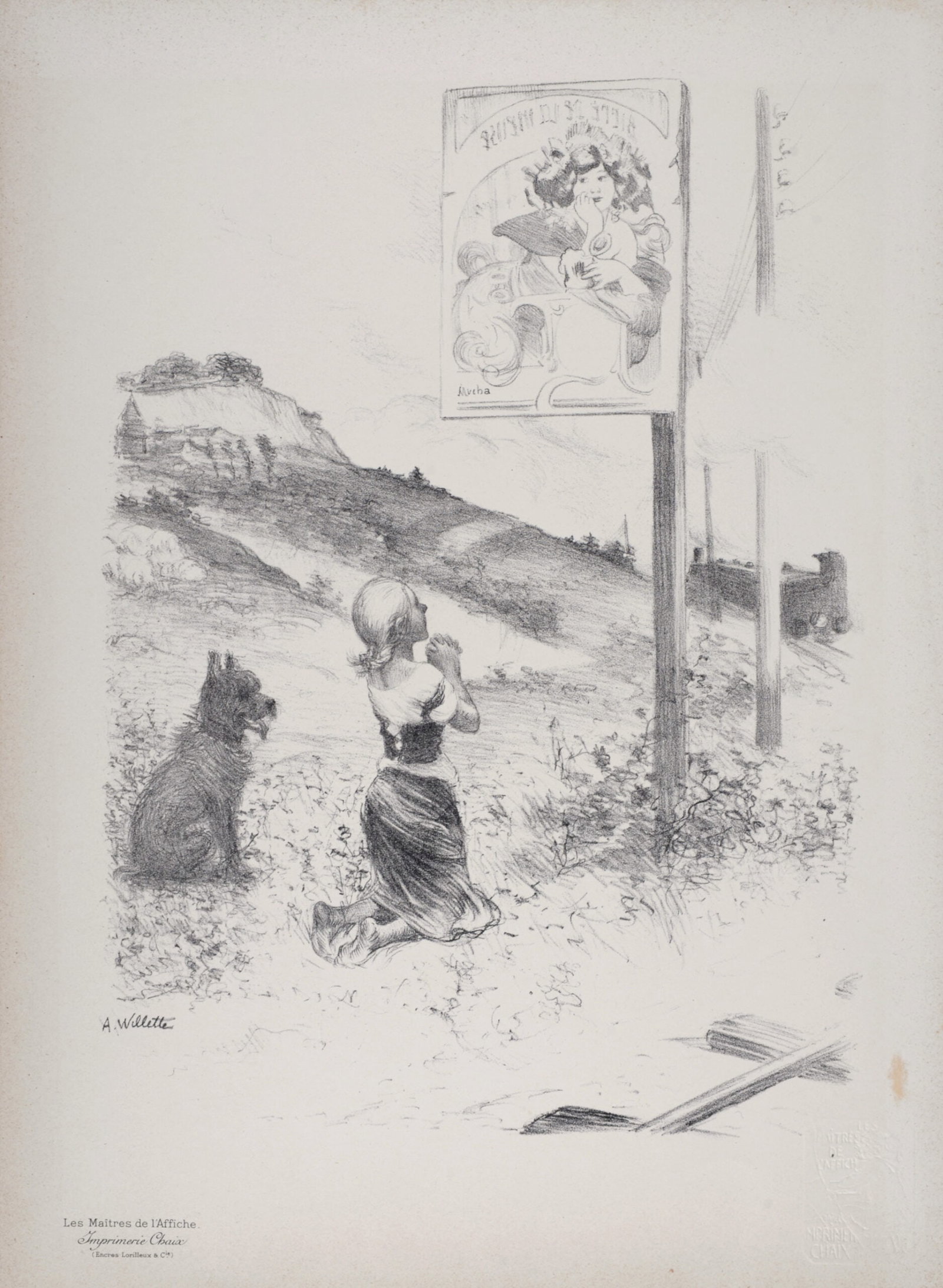 Adolph E. Willette : Les Maitres de L’Affiche - The Pious Error, 1898: Adolph E. Willette (1857-1926) The Pious Error, 1898 Les Maitres de L’Affiche : SPPL. 11 (special bonus plate, hors-serie) Lithograph on wove paper. Signed on the plate lower right margin. Dimension
