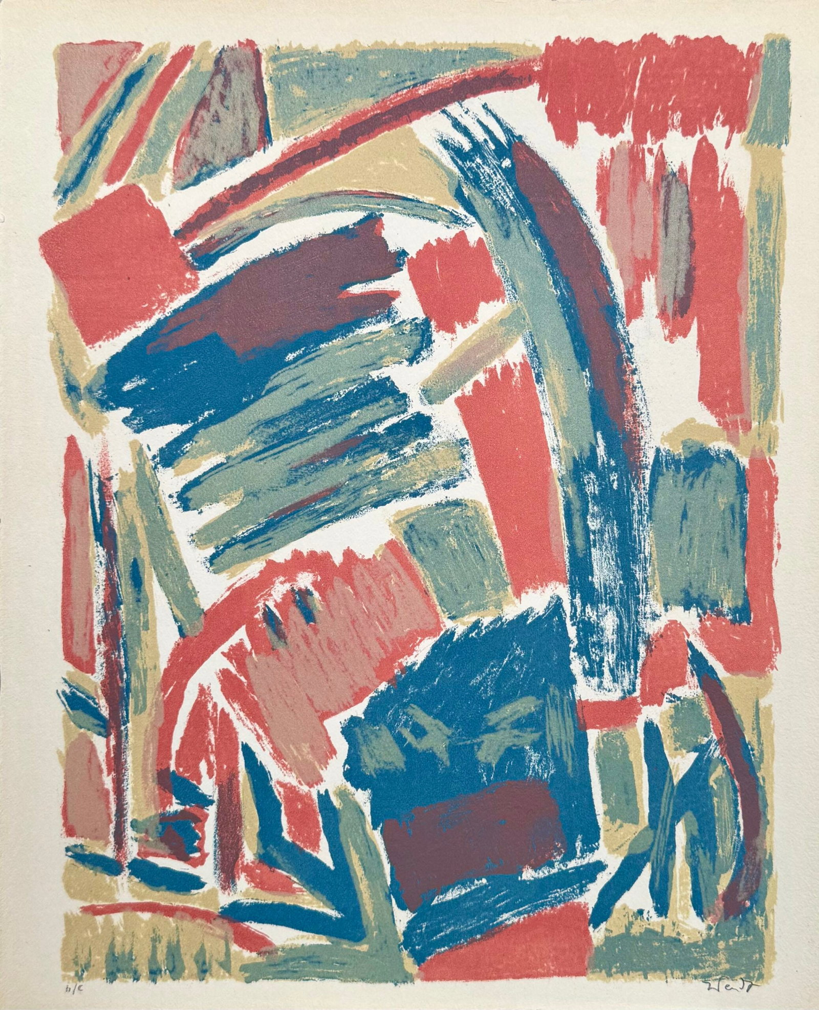 Francois Willi Wendt : Abstract Composition, 1953 - Hand-signed (1 of 3)