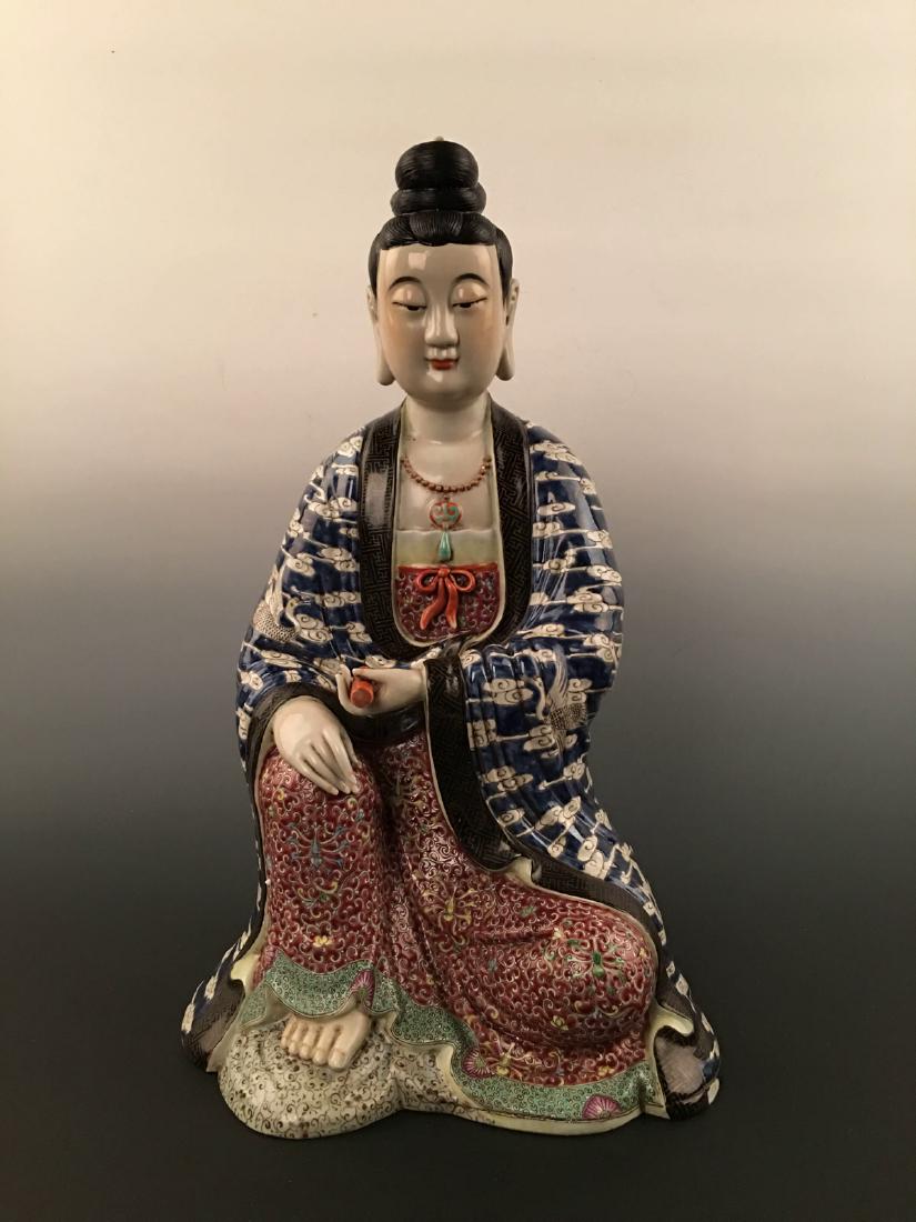 Chinese Famille Rose Porcelain Figure Statue (1 of 12)