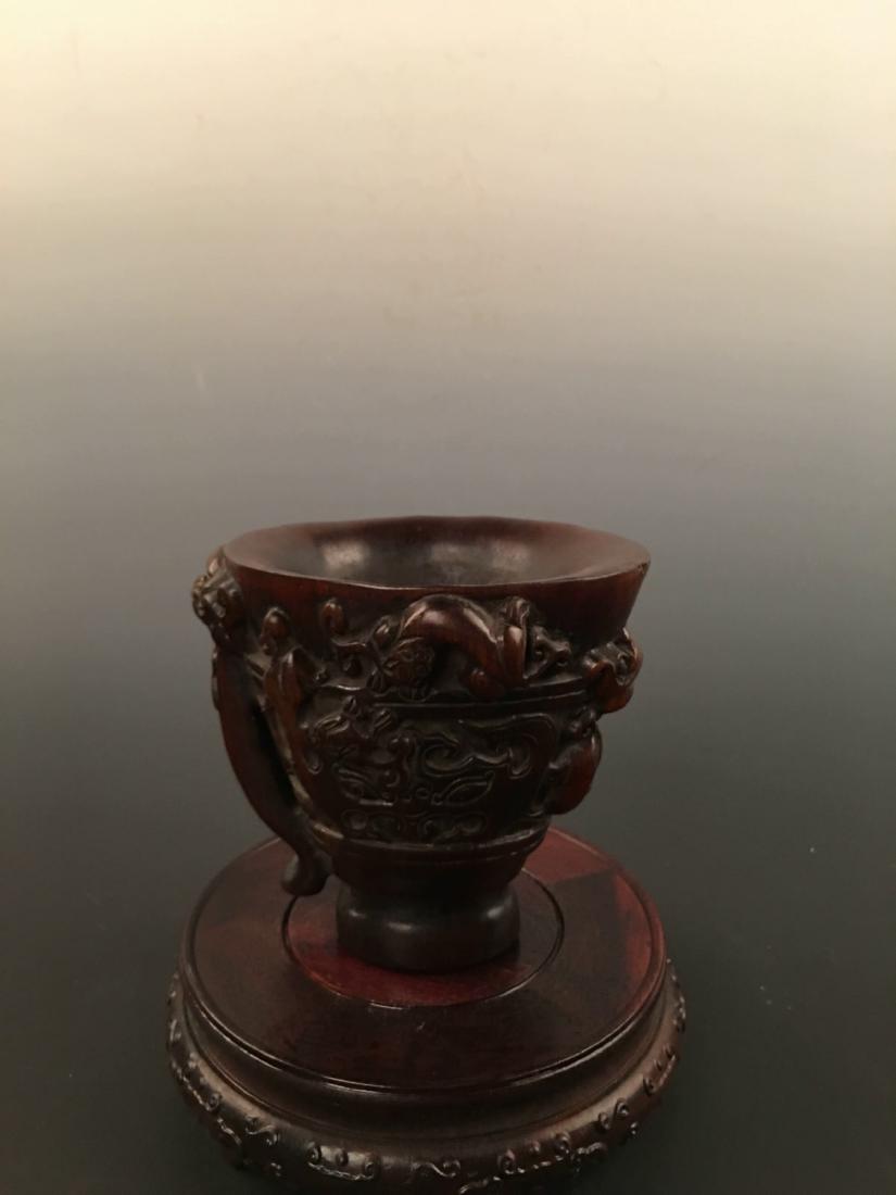 Chinese Ox Horn Carving Wine Cup: Chinese Ox Horn Carving Wine Cup 5-1/4'' H; 5-1/2'' W; 701 g Shipping: We are able to pack and ship this item to an address in the United States for $30.00 via UPS Ground or USPS Priority Mail. Tracki