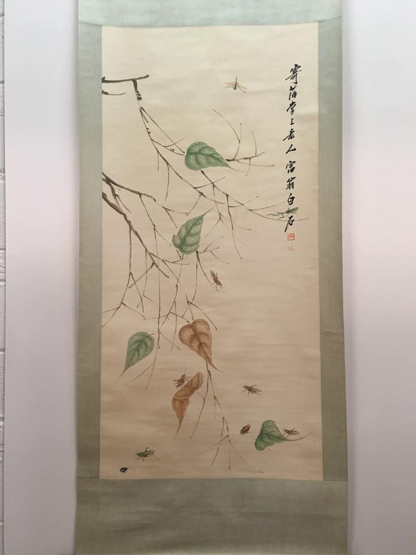 Chinese Hanging Scroll Of Grass And Insect (1 of 12)
