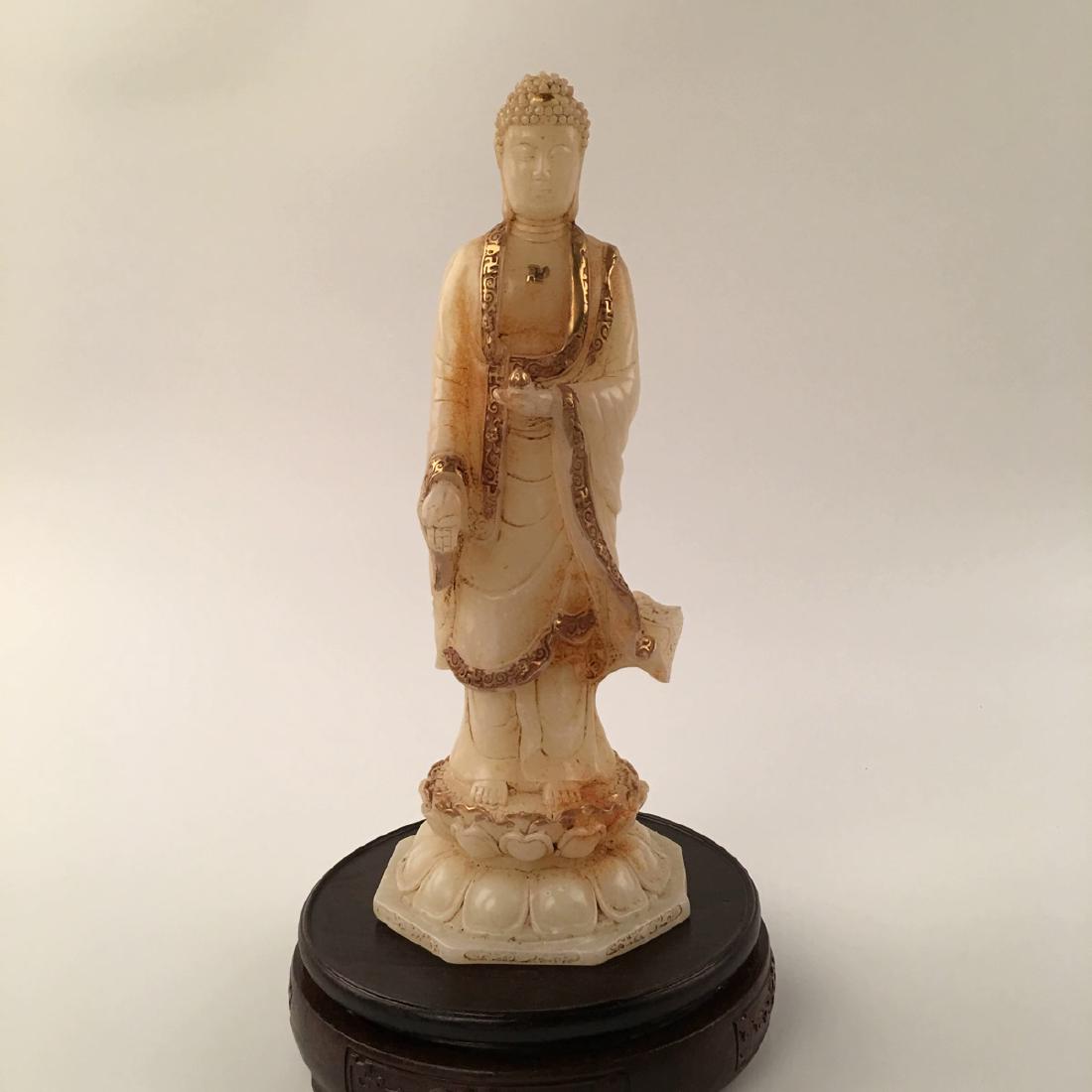 Chinese Gilt Jade Buddha Statue (1 of 9)