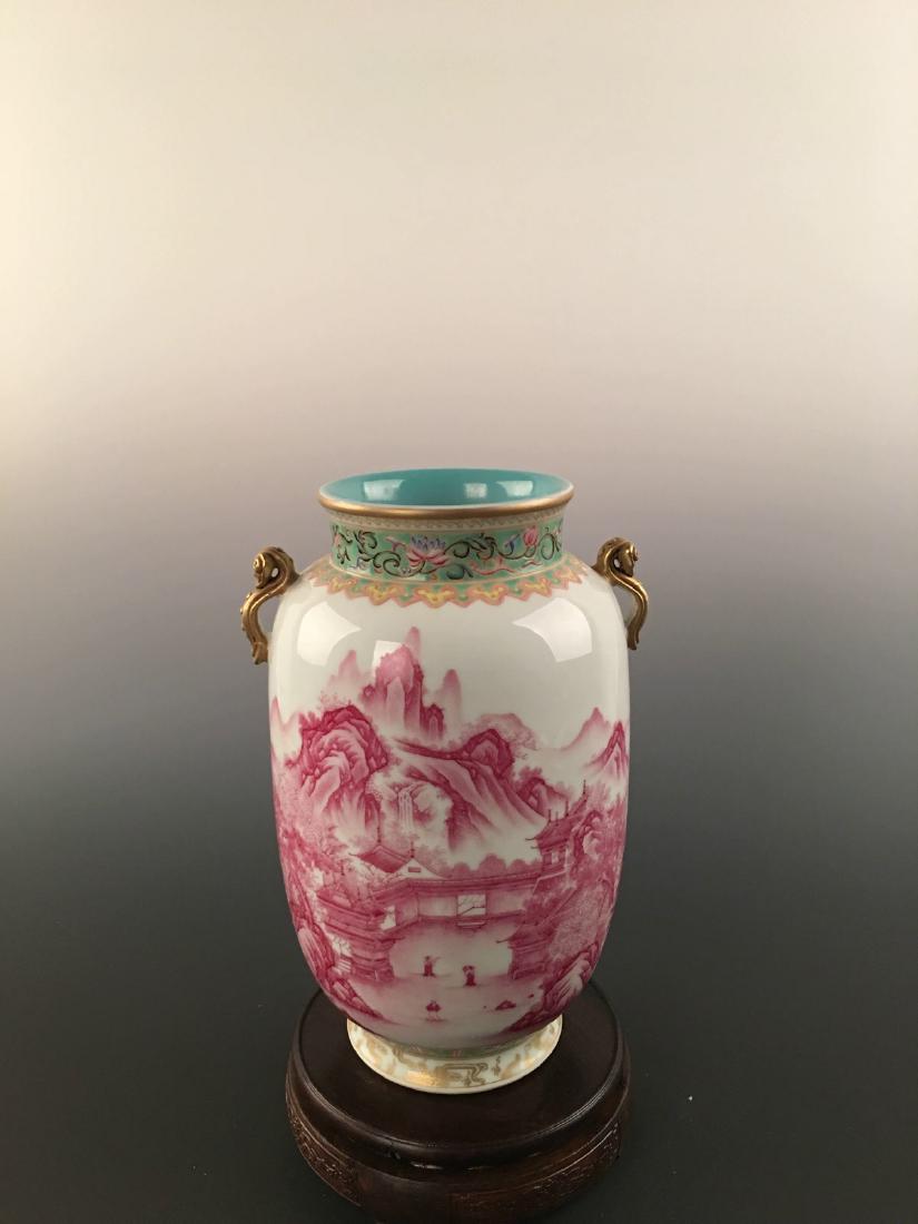 Chinese Famille Rose Landscape Decorated Porcelain Vase (1 of 8)