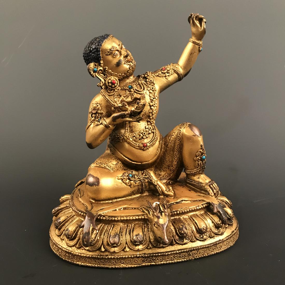 Chinese Gilt Bronze Buddha Figure Inlaid Kallaite and (1 of 10)