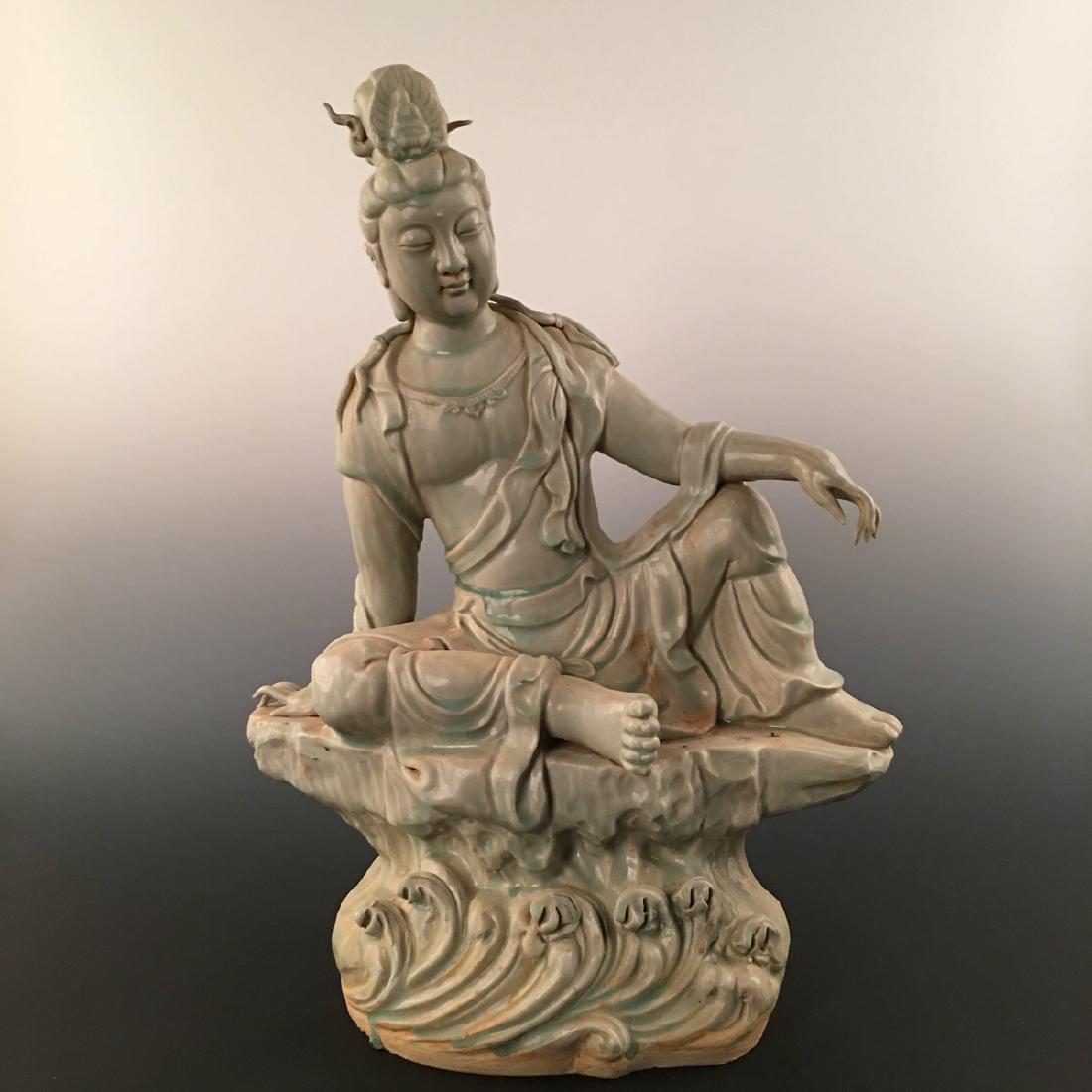 Chinese Celadon Porcelain Buddha Statue (1 of 8)