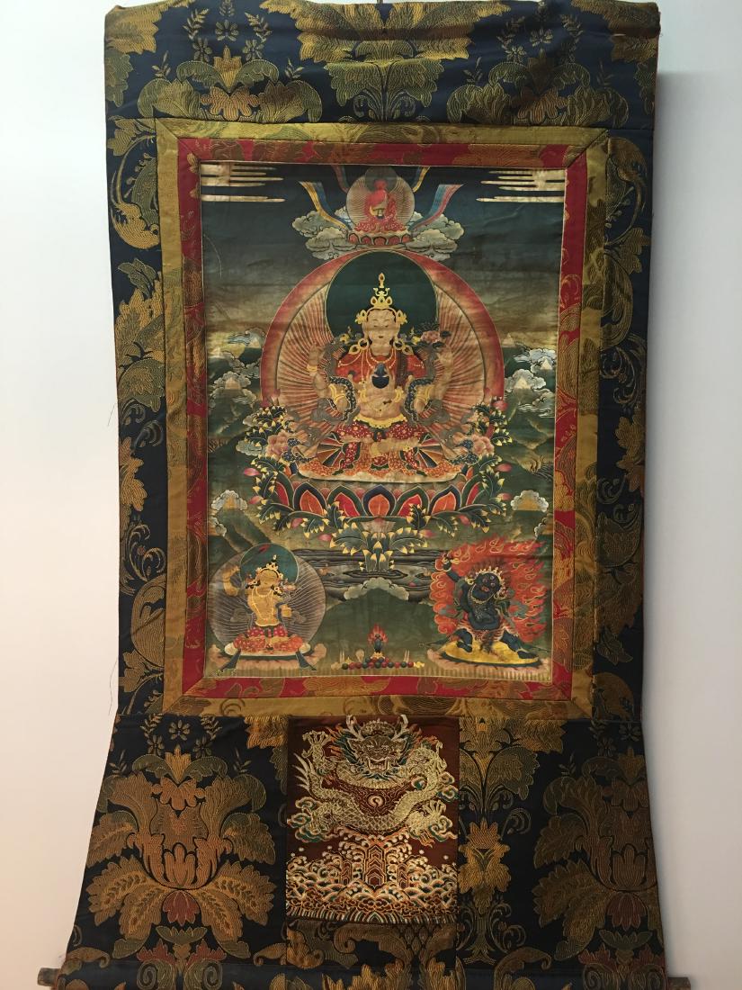 Chinese Hanging Scroll Tibetan Thangka of Buddha and 5 (1 of 9)