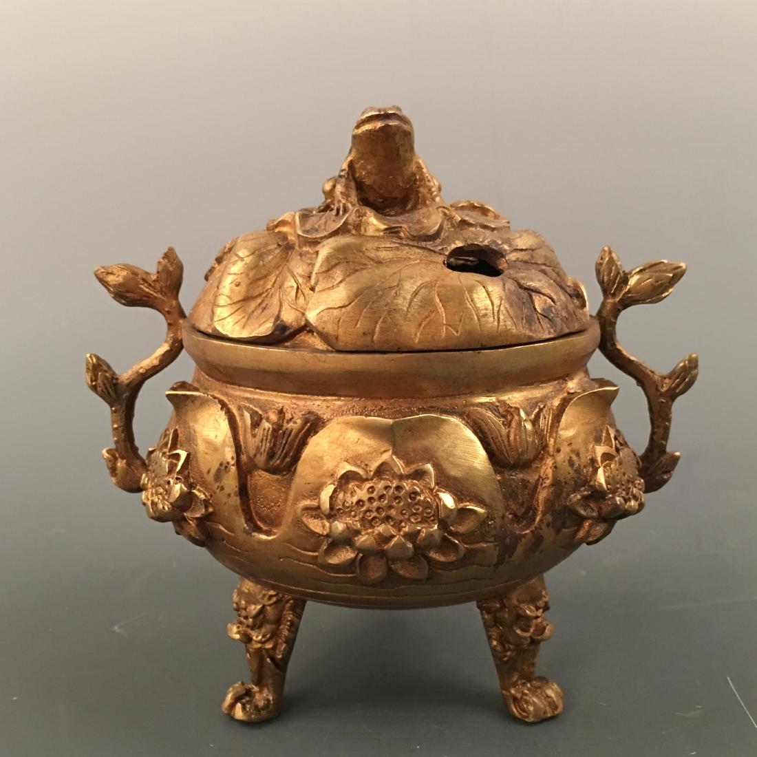 Chinese Gilt Bronze Tripod Censer (1 of 9)