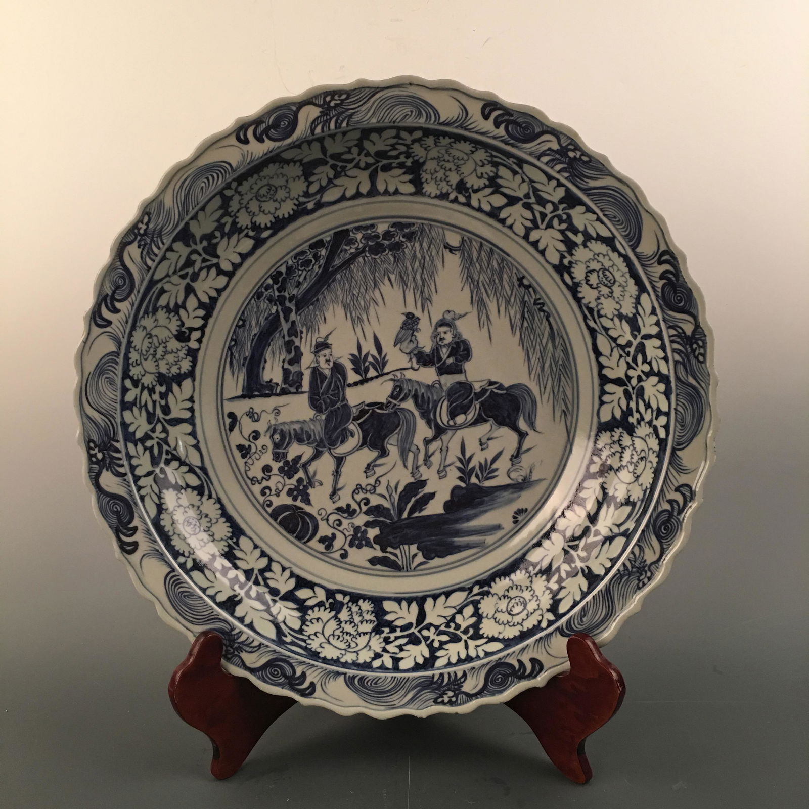 Chinese Blue-White 'Living Scene' Plate (1 of 9)