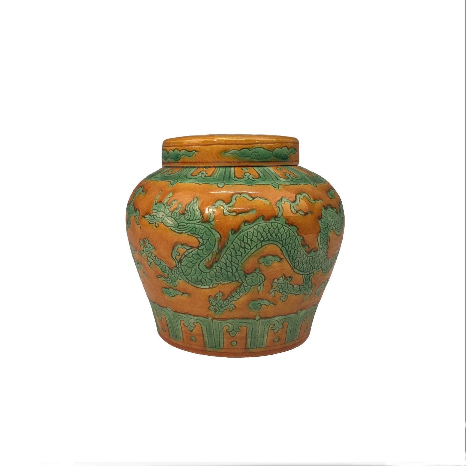 Chinese Green Glazed 'Tian' Jar and Cover: Chinese Green Glazed 'Tian' Jar and Cover 4-1/2'' H; 5-1/8'' W; 0.8 lb Shipping: We are able to pack and ship this item to an address in the United States via UPS Ground or USPS Priority Mail, inquiry