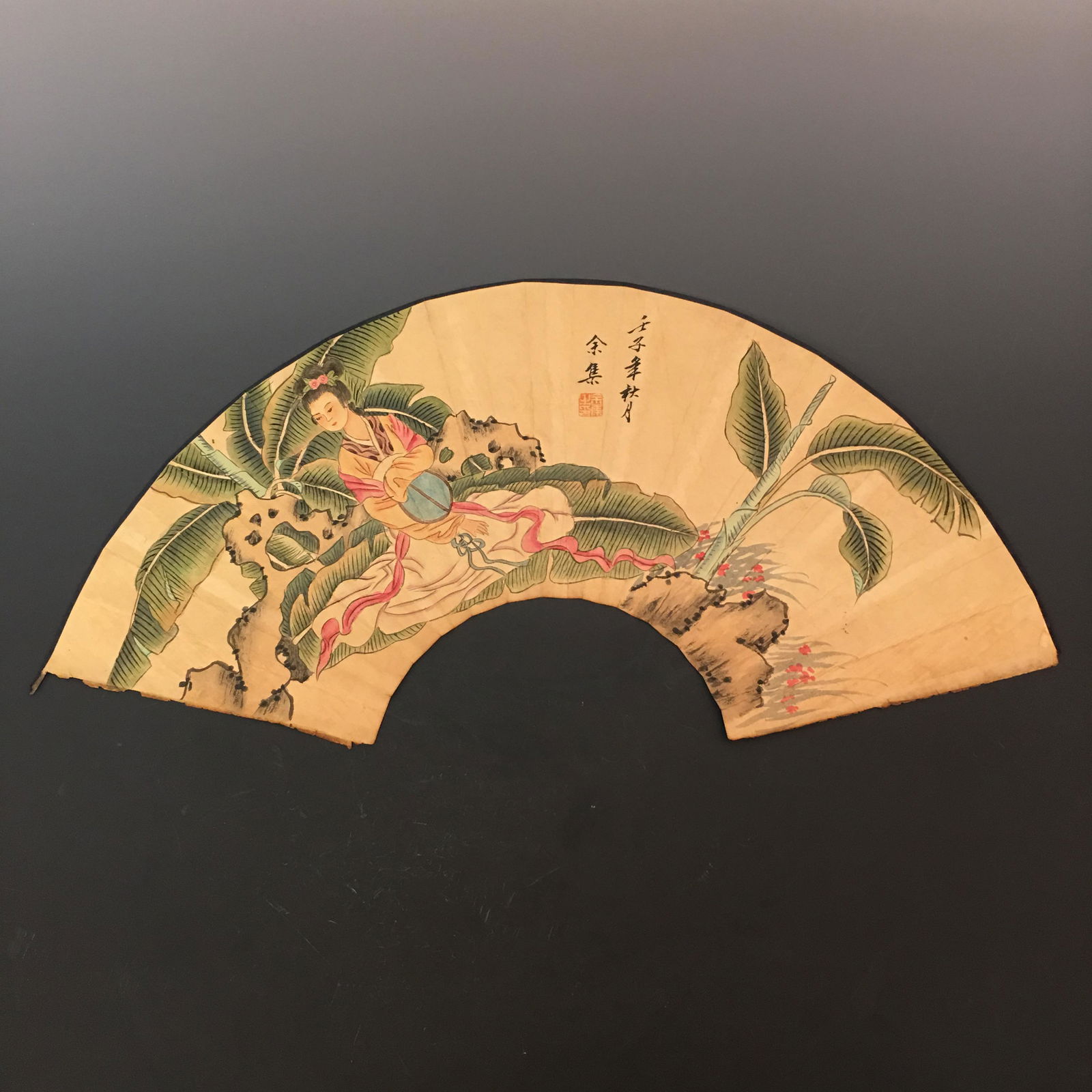 Chinese Painted 'Beauty' Fan Shape (1 of 10)