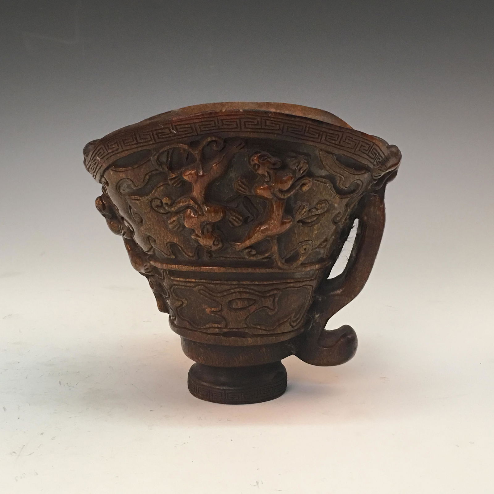 Chinese Ox-Horn Cup, Qianlong Mark (1 of 10)