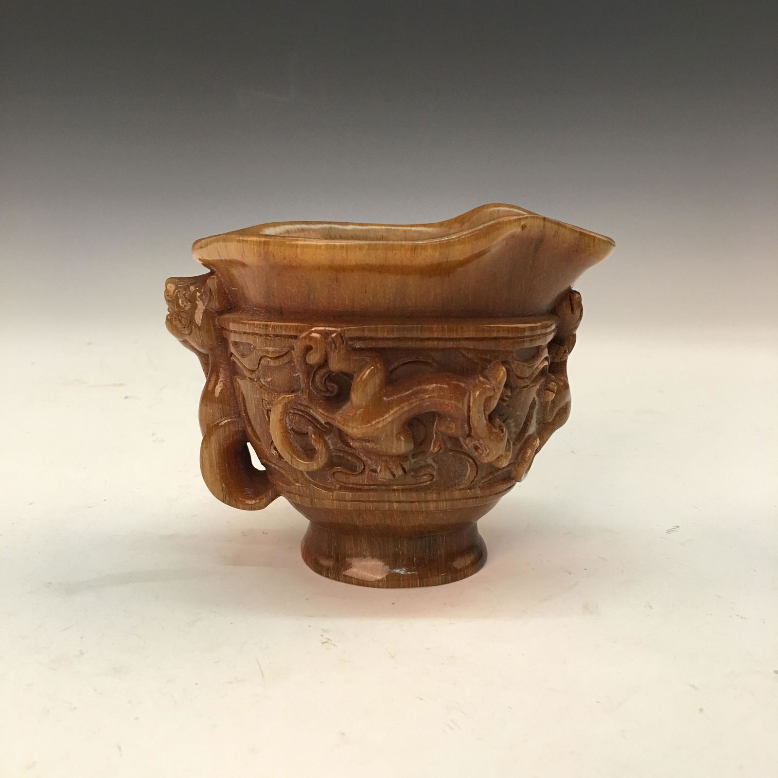 Chinese Ox-Horn Cup, Qianlong Mark (1 of 9)
