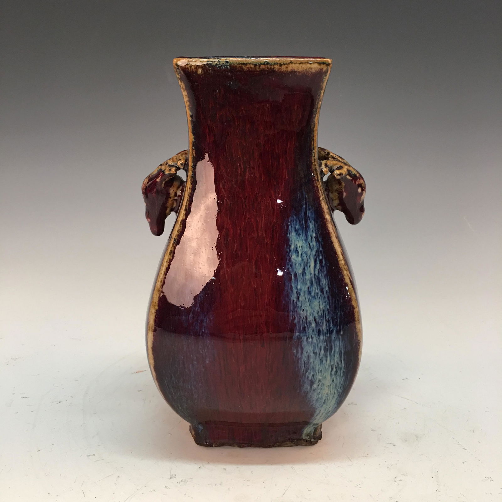 Chinese Flambe Glaze Square Vase, Yongzheng Mark (1 of 8)