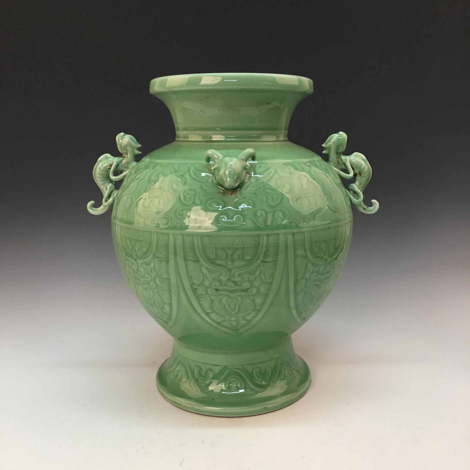 Chinese Green Glaze Vase, Qianlong Mark (1 of 10)