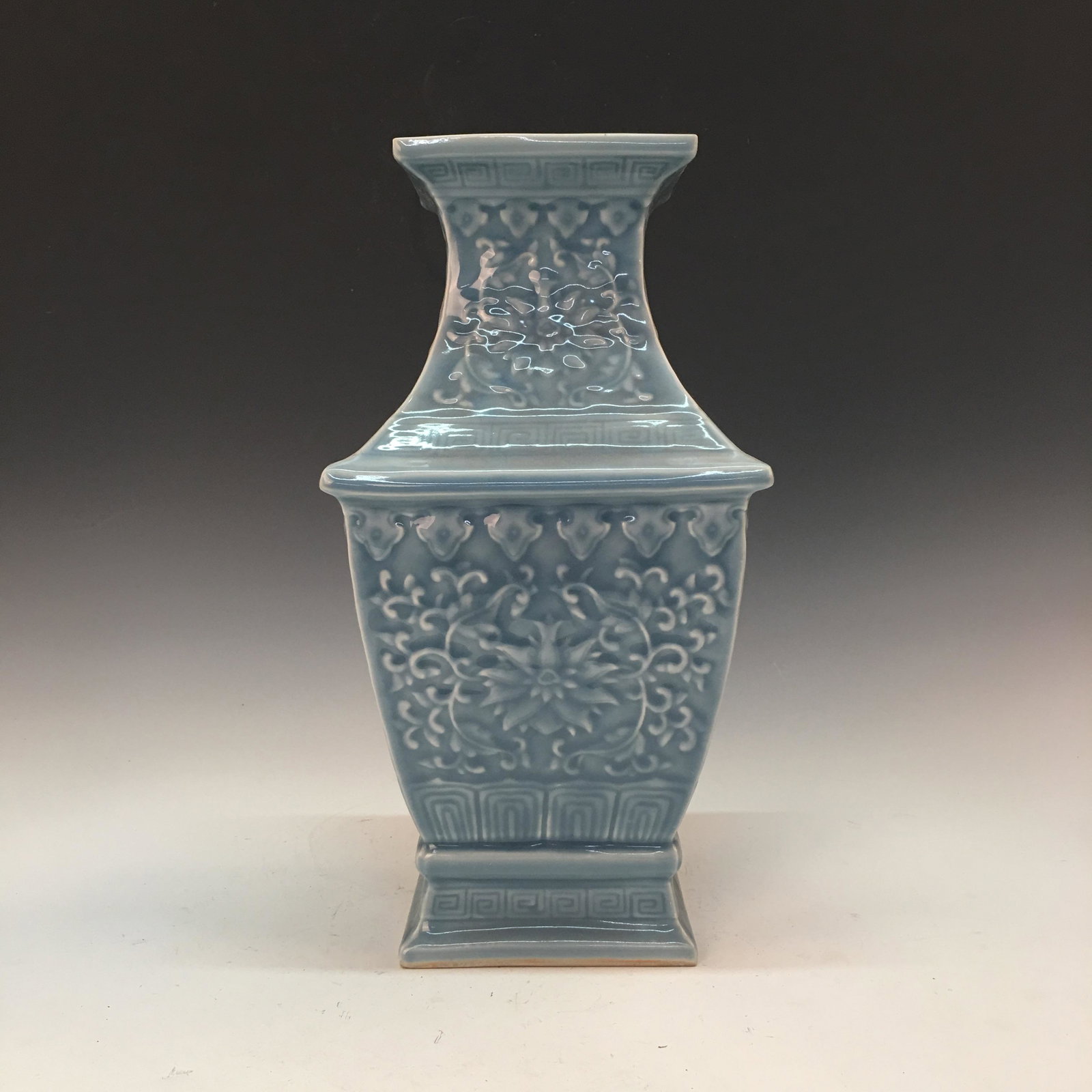 Chinese Azure Glazed Vase, Qianlong Mark: Chinese Azure Glazed Vase, Qianlong Mark 14-1/2'' H 7-1/2'' W 9.8 lb Shipping: We are able to pack and ship this item to an address in the United States via UPS Ground or USPS Priority Mail for $50.00