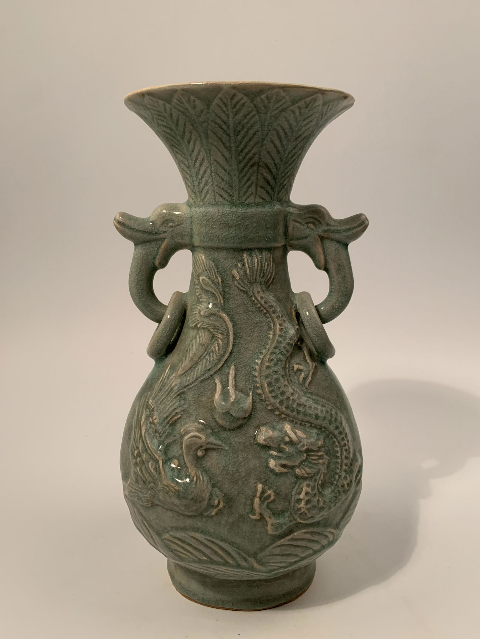 Chinese Ming Longquan Yao Phoenix Dragon Vase (1 of 8)