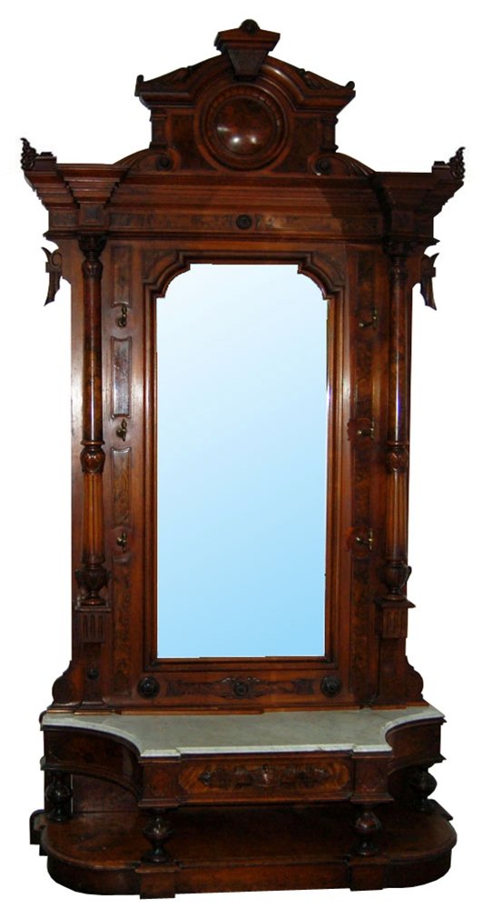 7110 Large Carved American Victorian Hall Mirror c. 187 Jul 03, 2013